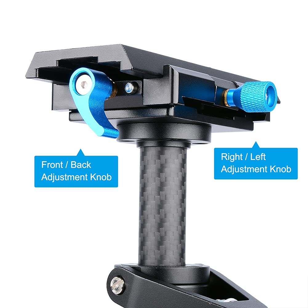 Cocoarm Carbon Fiber Handheld Stabilizer With Quick Release Plate, Premium Material, Height Adjustable Compatible With Various Cameras (Black)