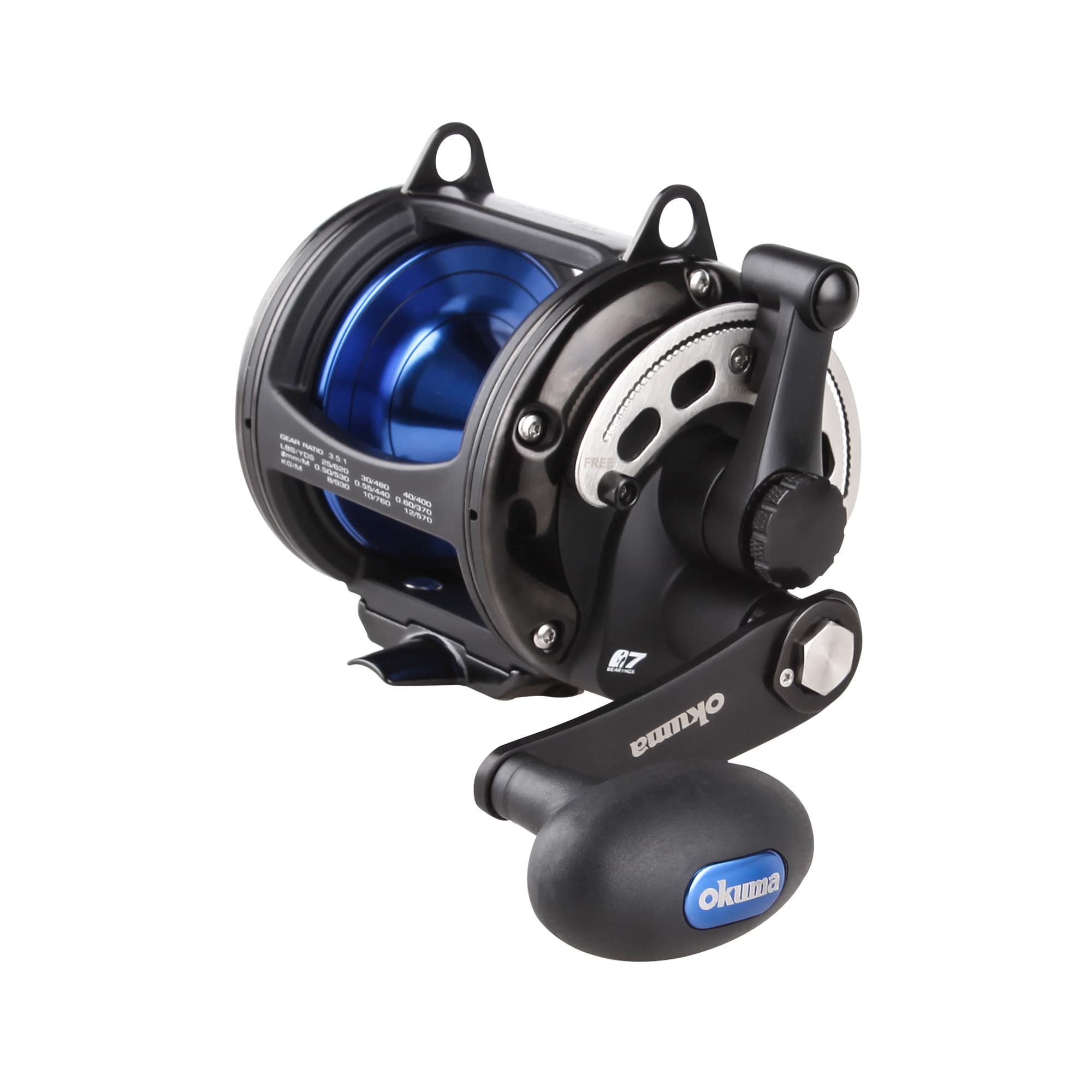 Okuma Solterra Slx Single Speed Closed Frame Lever Drag Saltwater Trolling Reel, Slx-20B, 480Yds-30Lb,Black