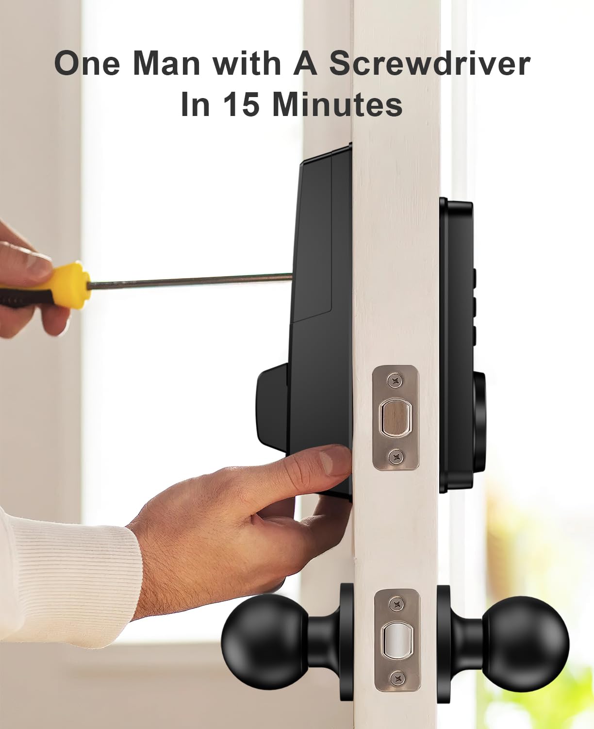 Nbbx Fingerprint Door Lock With Knobs, Keyless Entry Deadbolt With Auto Lock, Keypad And App Support For Front Door And Bedroom, Easy To Install – N201