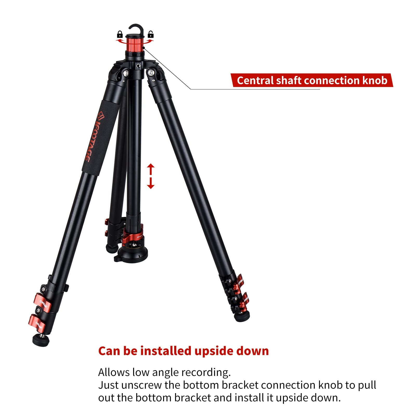 Ifootage Tripod Tc6S 65" Carbon Fiber Video Tripod, Professional Camera Tripods 3 Sections With Centre Pole, Payload 17.6 Lbs