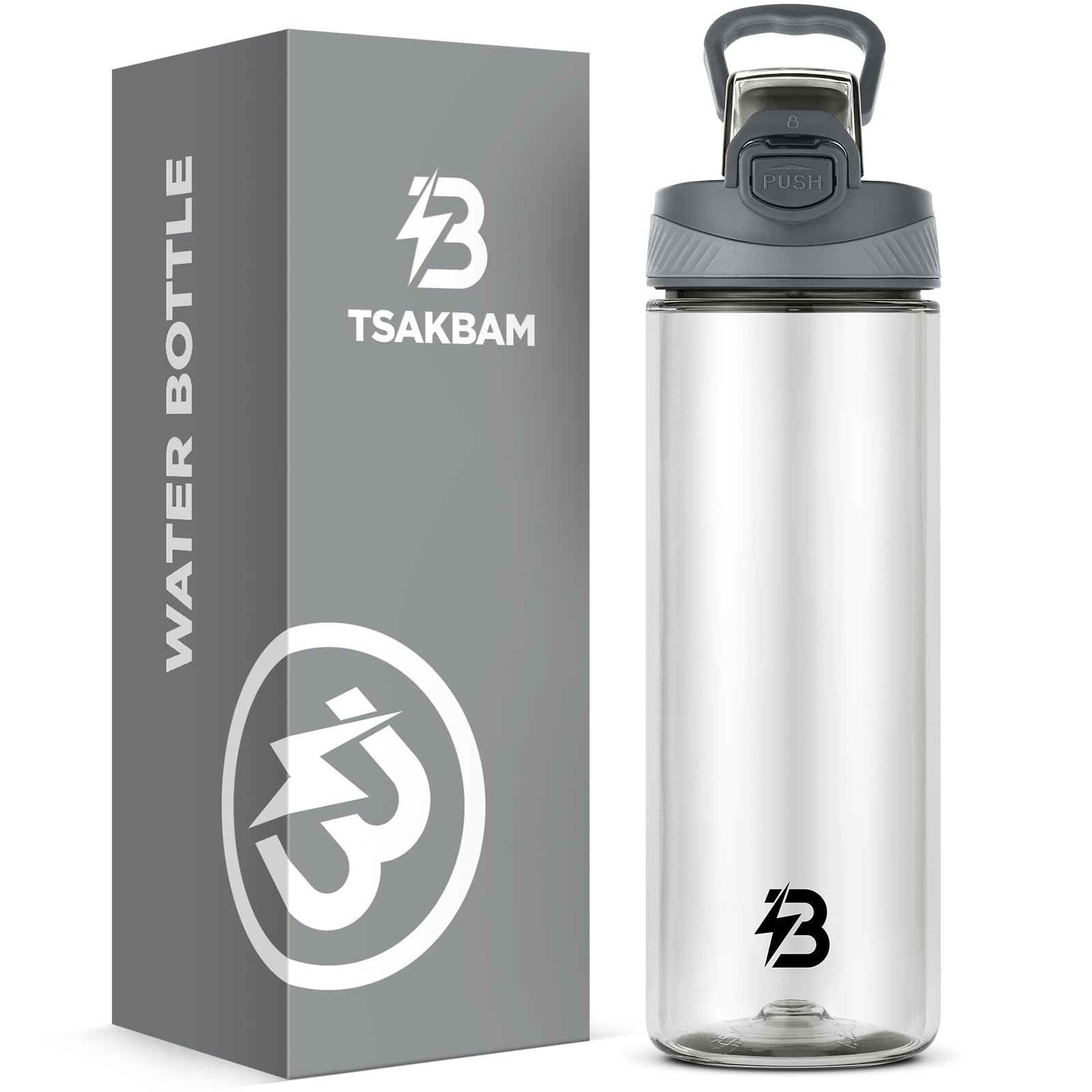 Clear Water Bottle, 21 Oz Leak-Proof Plastic Water Bottles With Flip Top Lid And Handle For Sports