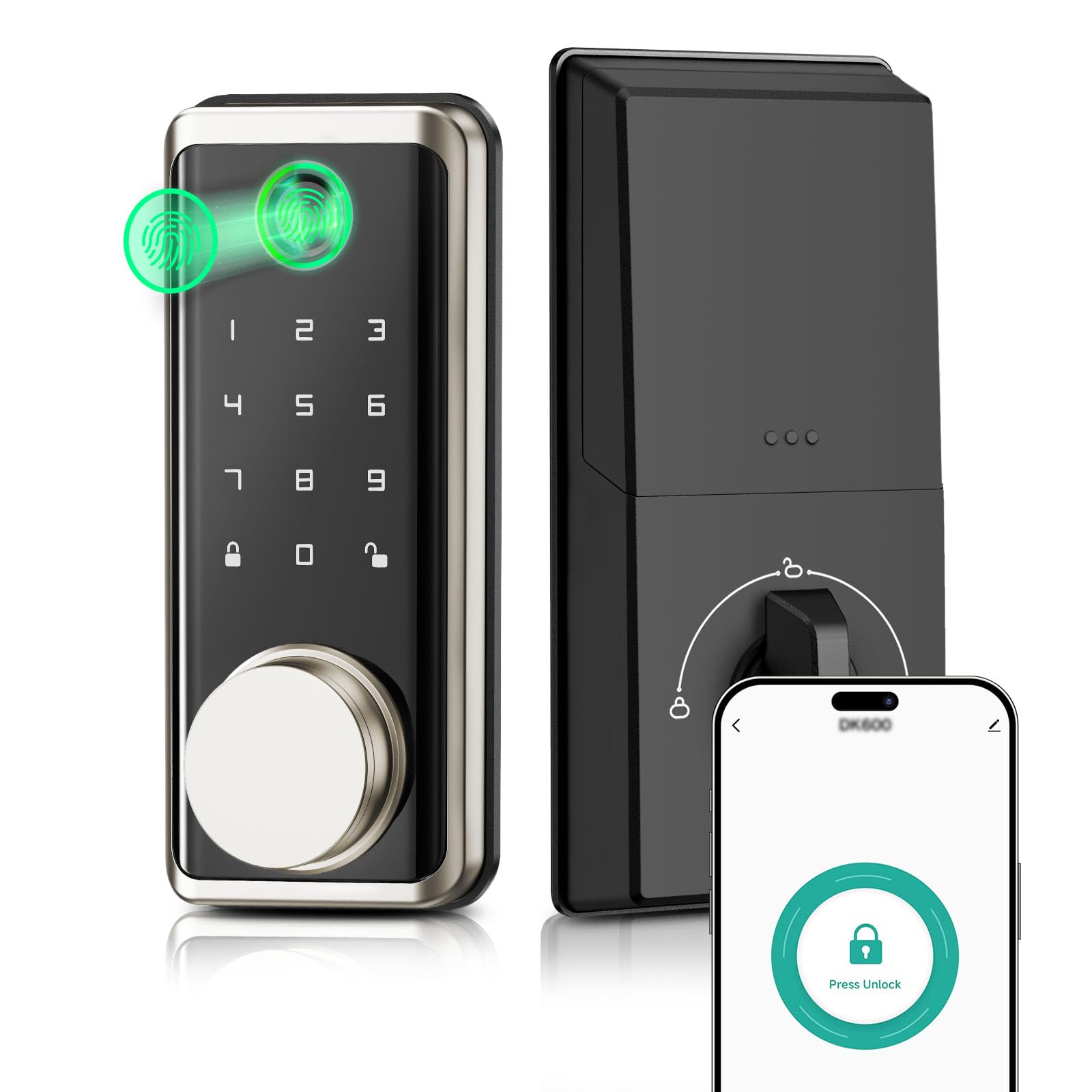 Cyphercore Smart Locks Front Door, Keyless Entry Door Lock With App Control, Fingerprint Deadbolt Alexa With Touchscreen Keypad Code, Bluetooth Electronic Deadbolt Auto-Lock For Home