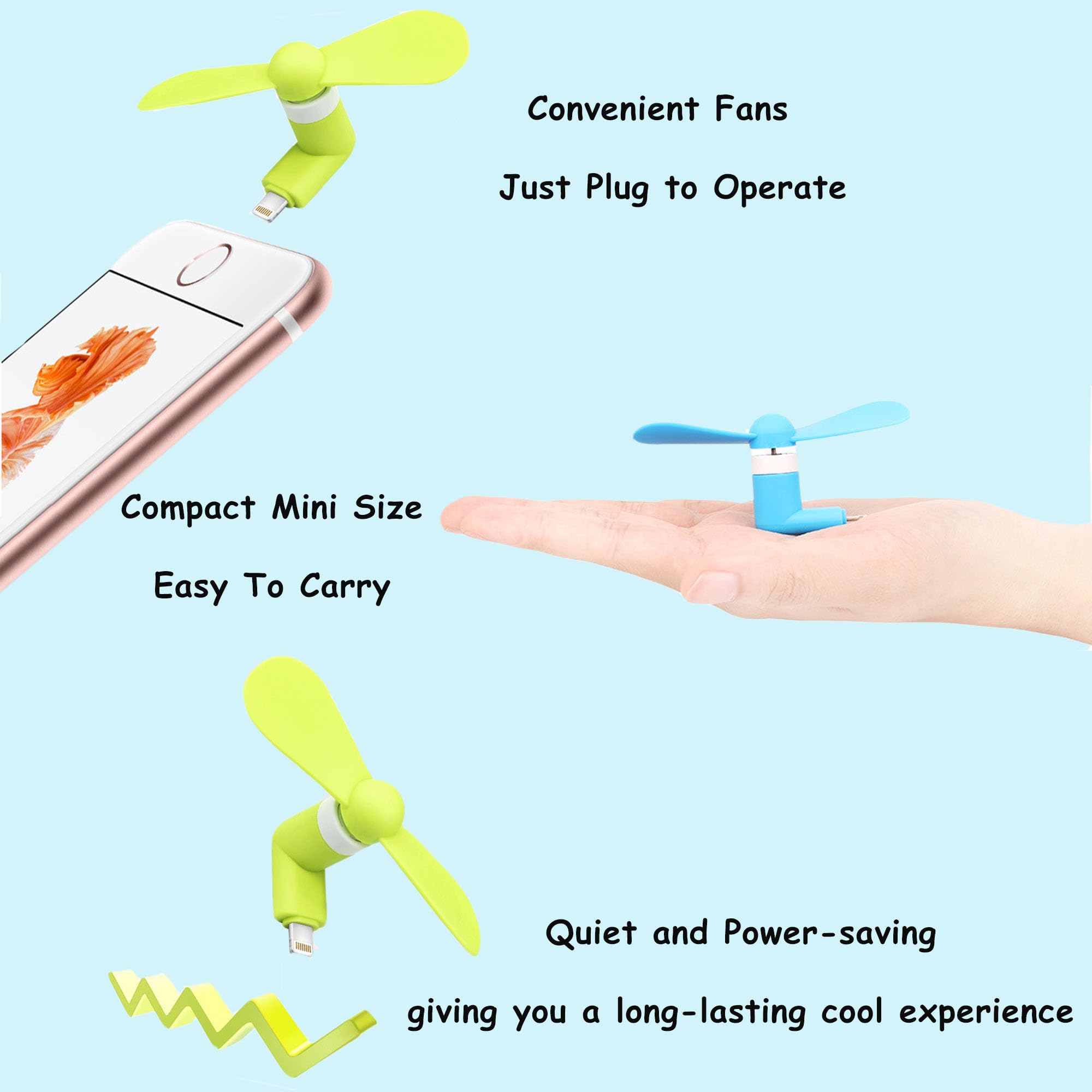 Usb Type C Mini Fan 3 Pcs Type C Small Fan For Phone, Fans Compatible