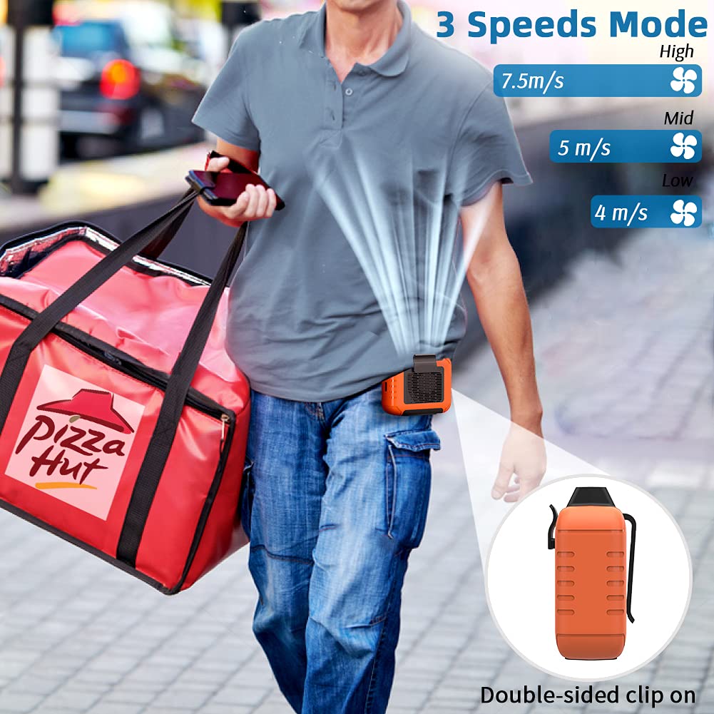 Slenpet 6000Mah Portable Waist Clip Fan With 23H Working Time, 6200Rpm Strong Airflow, 3 Speeds