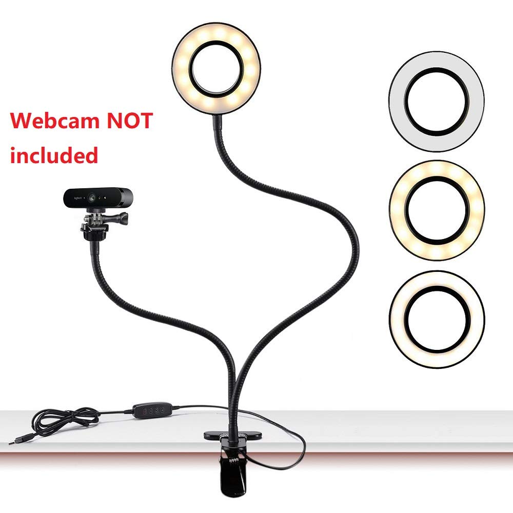Acetaken Webcam Light Stand For Live Stream, Selfie Ring Light With Webcam Mount For Logitech C925E, C922X, C930E,C922,C930,C920,C615,Brio 4K