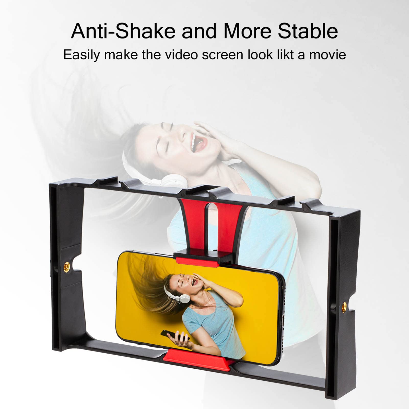 Vbestlife Smartphone Video Rig, 1/4 Inch Screw, Handheld Cell Phone Stabilizer, Phone Video Camera Cage, Support Microphone And Led Video Light, For Live Streaming Vlog(Red)