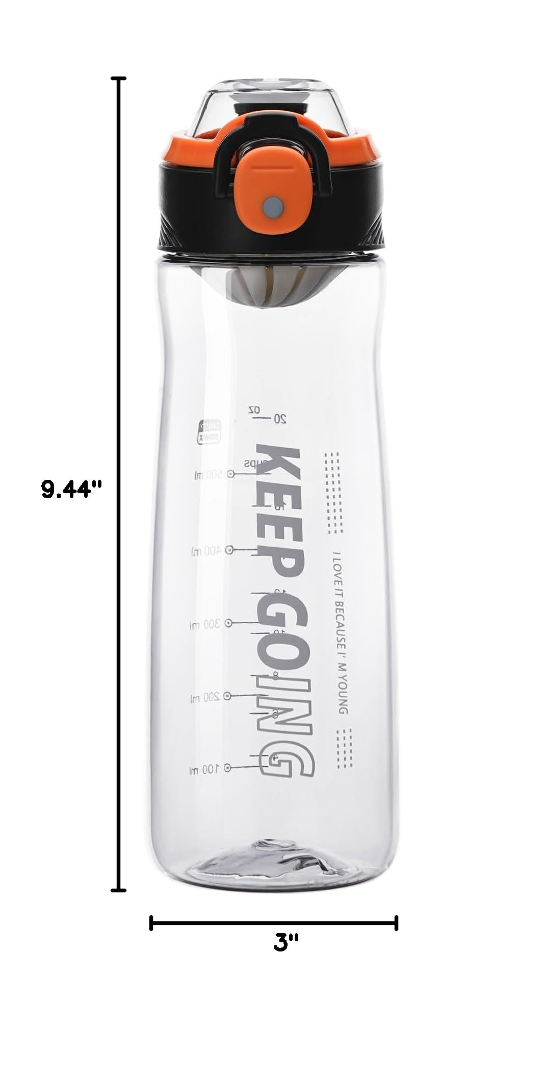 27Oz Reusable Plastic Water Bottle, Clear With Measurements, Sports Bottle For Running, Gym, Hiking