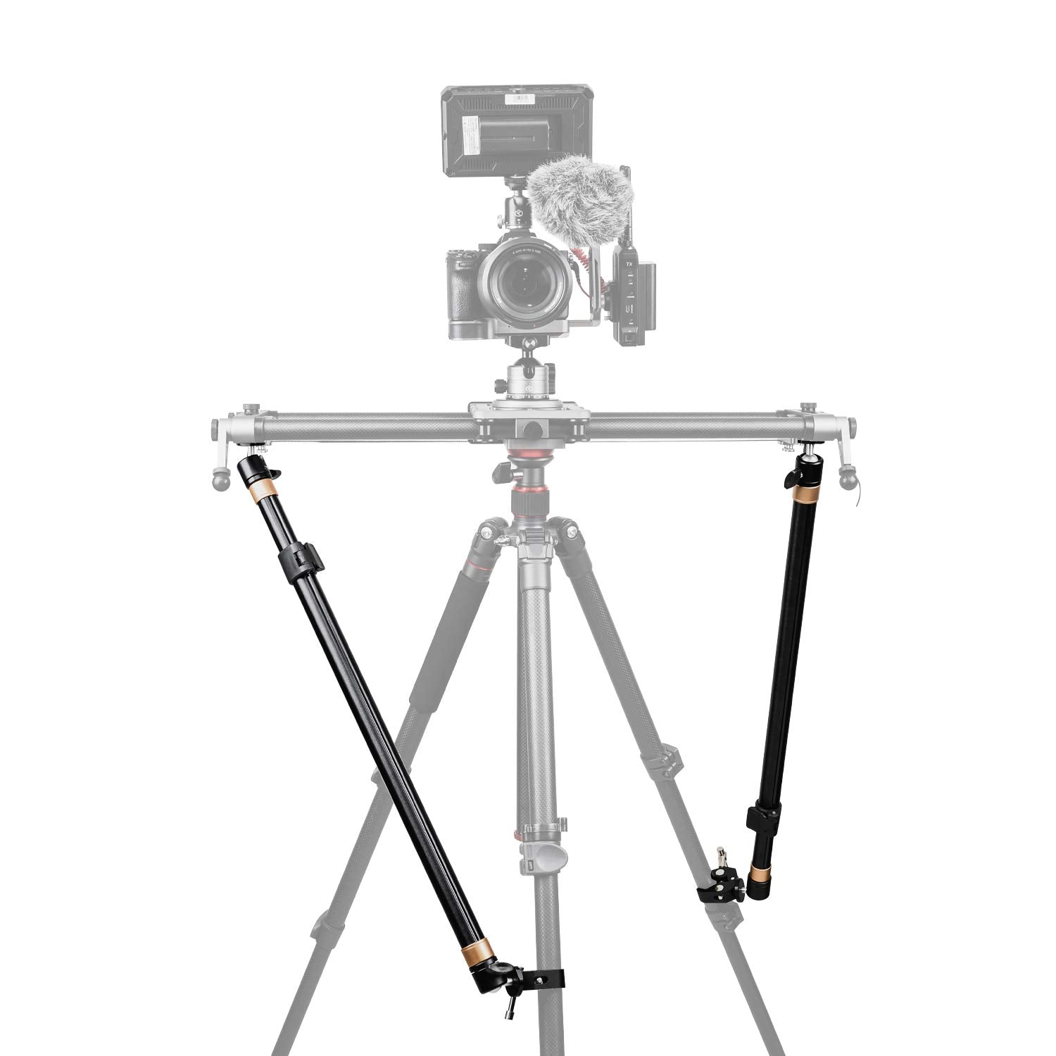 Akuge Tripod Stability Arms For Slider Camera Dolly Track Rail Increasing Stability Lightweight Adjustable Length (2 Arm In) - Akuge