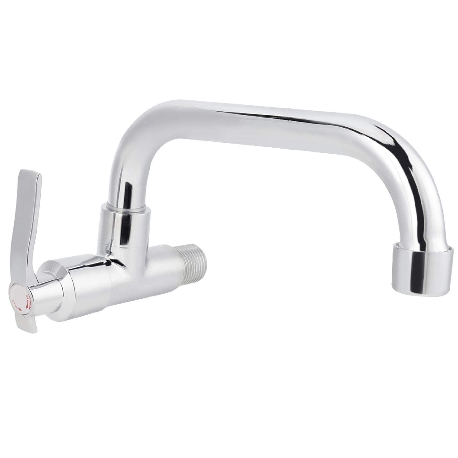 Marvellous 1/2 Single Cold Water Tap, Kitchen Faucet Wall Mounted Kitchen Sink Faucet Single Cold Water Brass Body And Stainless Steel Tube Tap Sink Water Faucet (Lq-3093 20Cm)