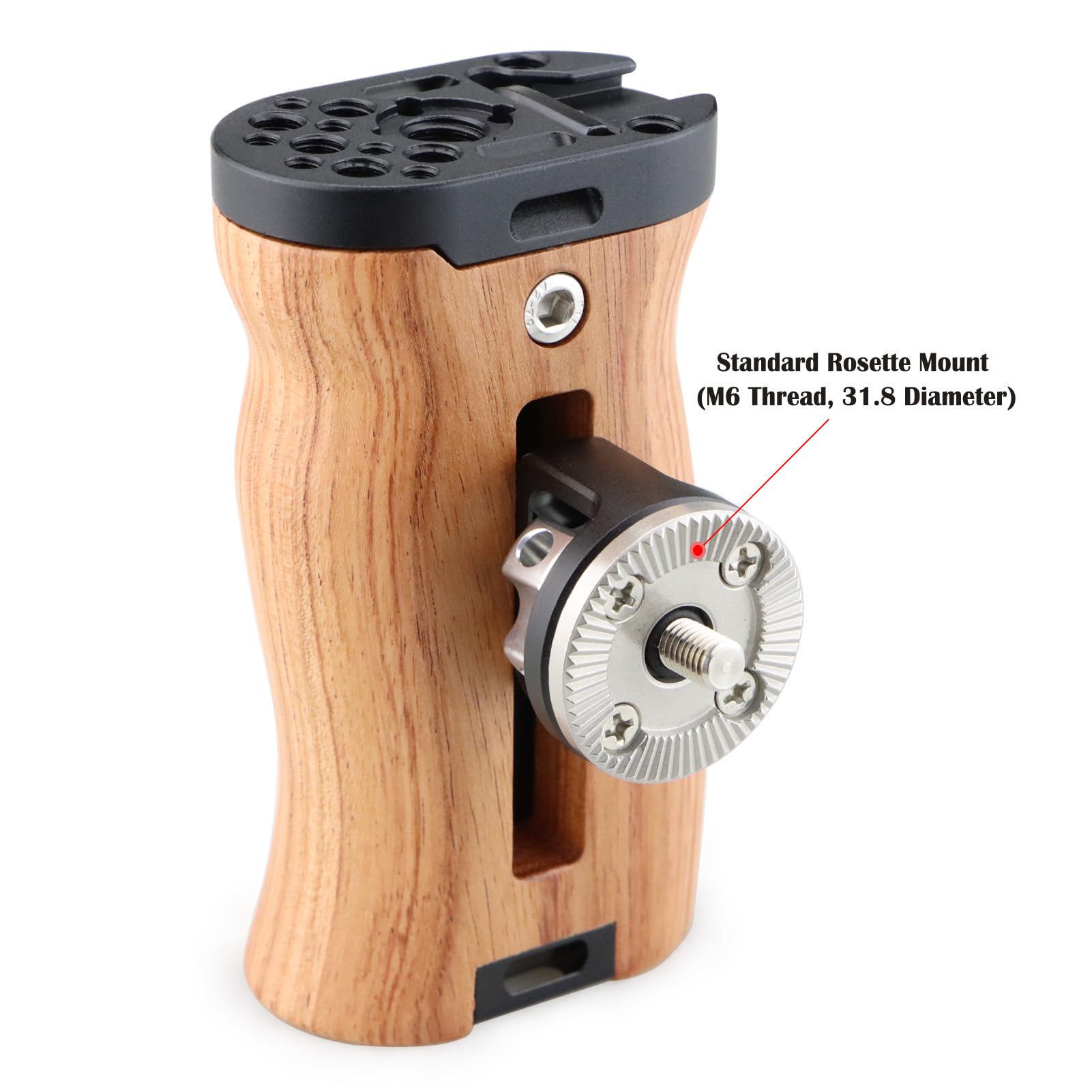 Magicrig Rosette Side Handle Wooden Handgrip For Dslr Camera Cage,For Shoulder Support Rig, With M6 Rosette Mount, Cold Shoe,Up And Down Adjustable, Right/Left Hand