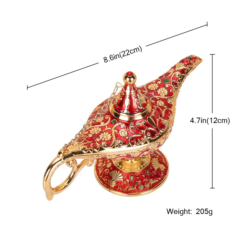 Anqia Vintage Aladdin Magic Genie Lamp Light For Home Party Wedding Table Decoration & ,Classic Zinc Alloy Arabian Lamp Jewelry Box(Gold & Red)