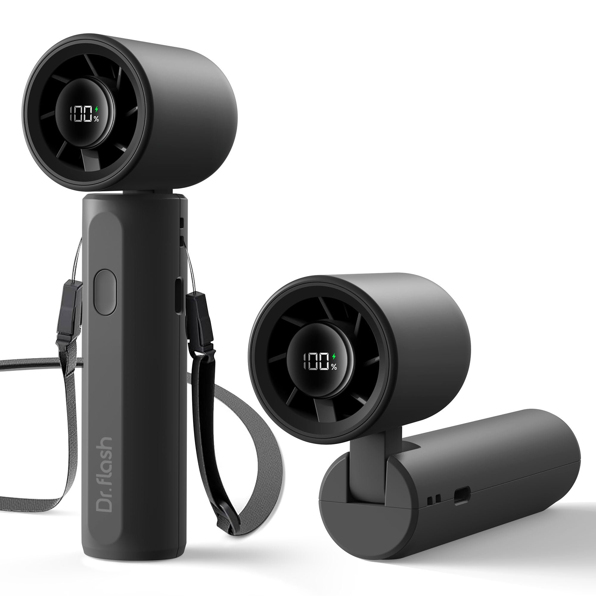 3-in-1 portable handheld turbo fan with 5 gear wind settings and 120° foldable design Koospark