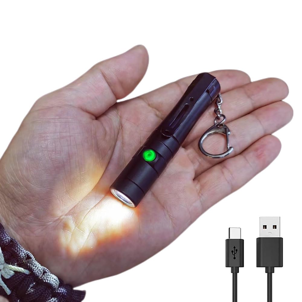 Nitefox Mini Rechargeable Keychain Flashlight Usb C Bright Key Light Portable Pocket Flashlight For Edc,Dog Walking, Hiking,Camping,Emergency