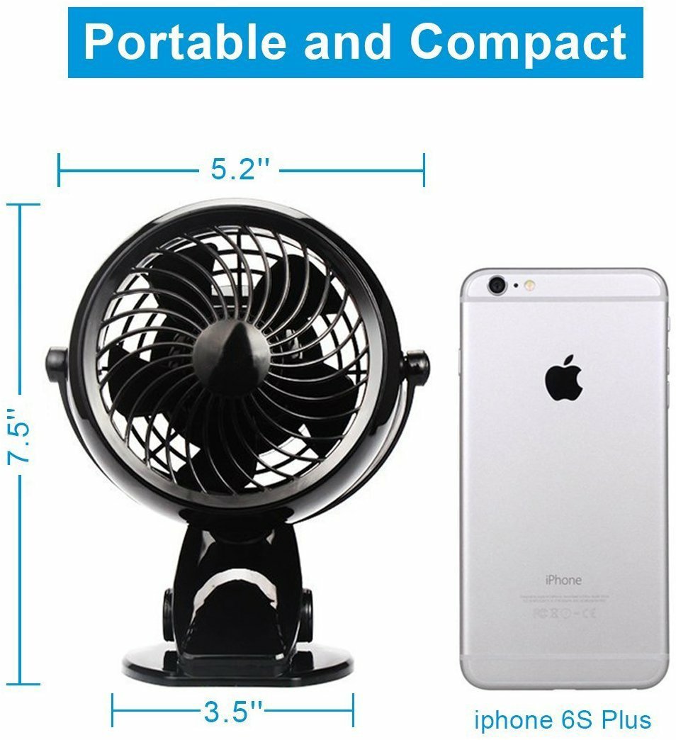 Gazeled Battery Operated Fans, Stroller Fan Battery Operated, Portable Battery Powered Fan With Clip