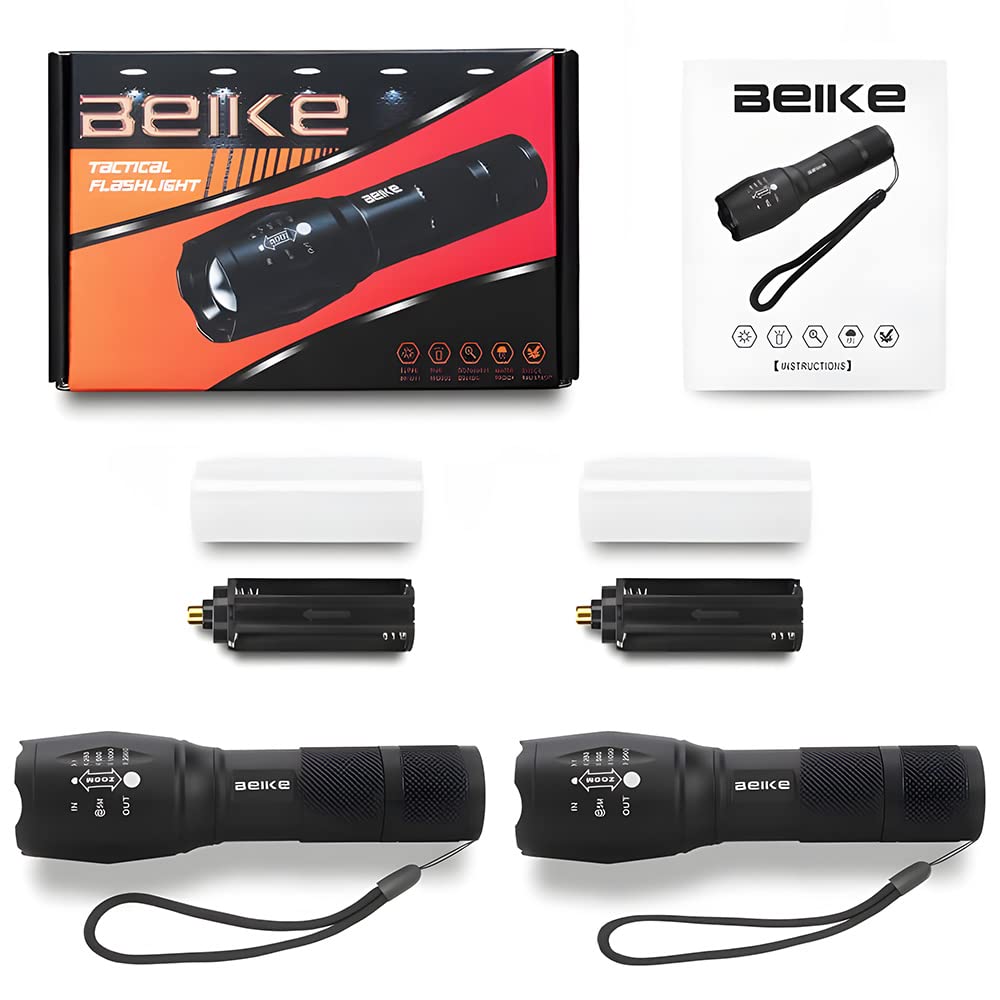 Beike Flashlight 2 Pack, Flash Light High Lumens, Small Flashlights Powerful, Super Bright Led Flashlight, Handheld Flashlights For Home, Camping, Emergency, Power Outages, Travel