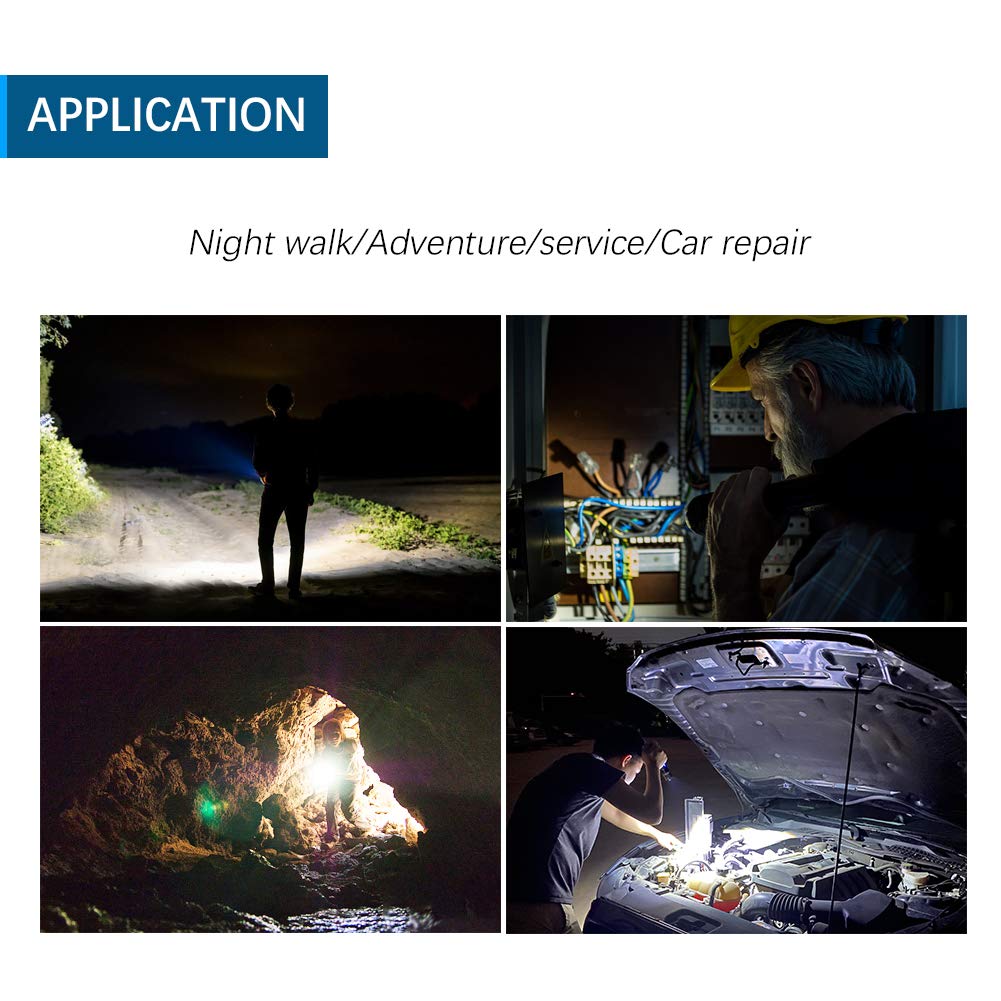 Bigcheck Flashlights High Lumens,Emergency Sos Flashlight Double Button, High/Medium/Low/Strobe/Sos,4X Zoomable Ip67 Waterproof Long Lasting Battery Powerful Rechargeable Flashlights【 Version