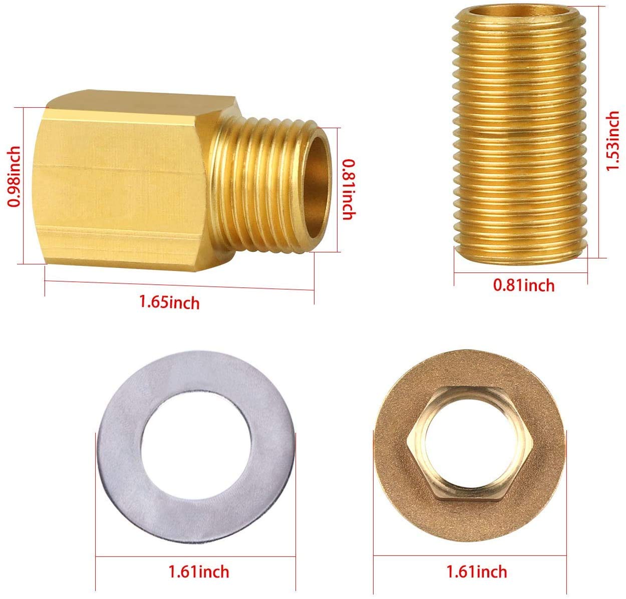 Coolwest Wall Mount Faucet Installation Kit 1/2 Ips To 1/2" Male Backsplash Mounting Kit Connector Adapter Set For Commercial Kitchen Prep & Utility Sink