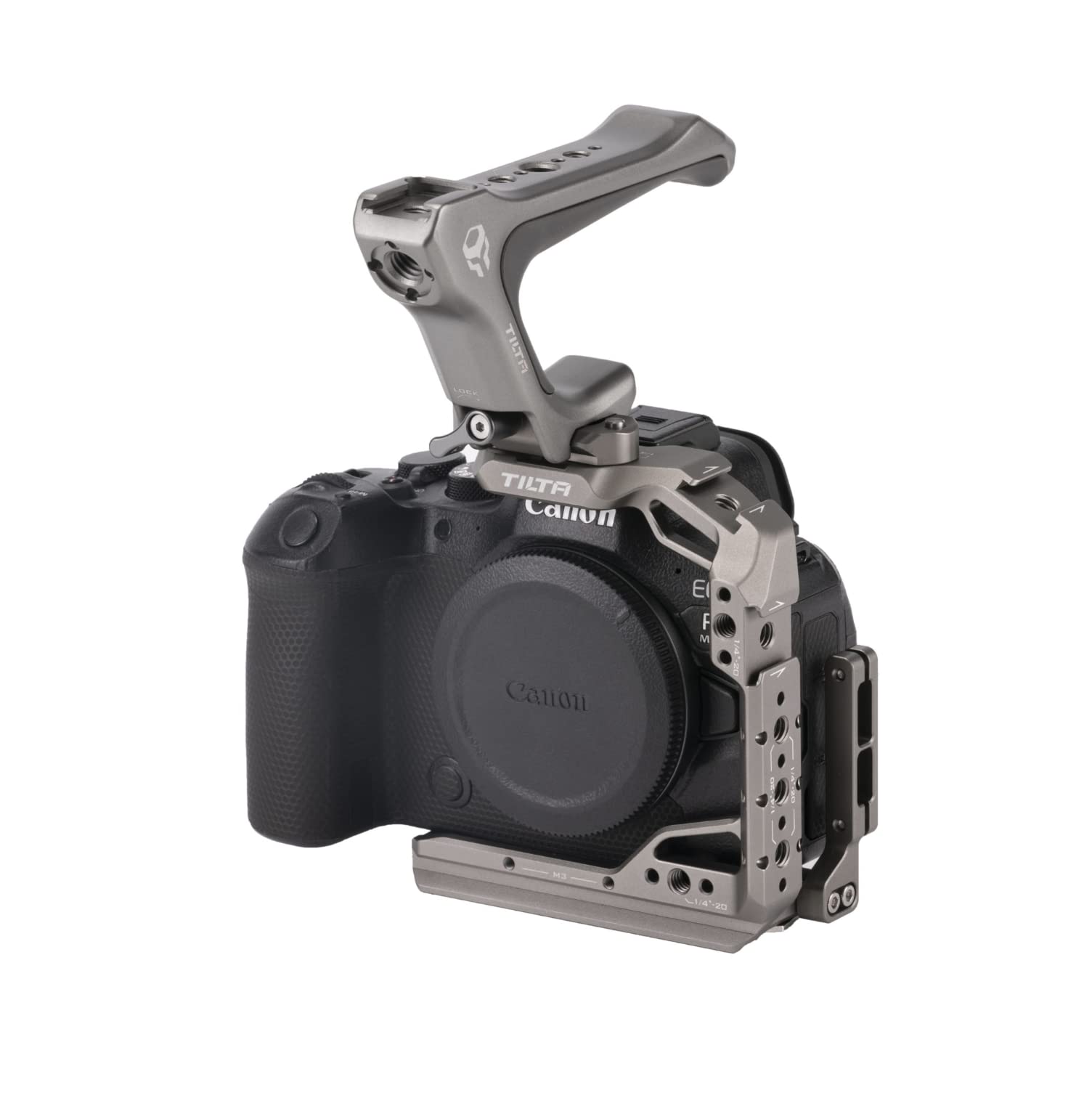 Tilta Lightweight Kit Compatible With Canon R6 Mark Ii, Half Cage With Mount Accessorioes Via Nato Rail, Cold Shoe, And 1/4"-20 Threads With Locating Pins Ta-T45-B-Tg (Titanium Gray)
