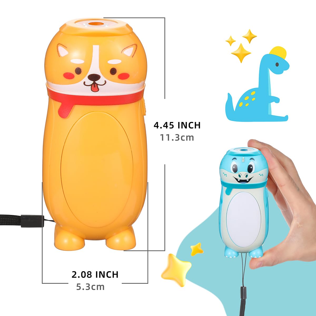 Hilngav 4 Pack Small Mini Led Flashlights For Kids - Cute Small Animal Flashlight - 2 In 1 Camping Lantern Flashlight - Christmas Stocking Stuffers For Boys Girls