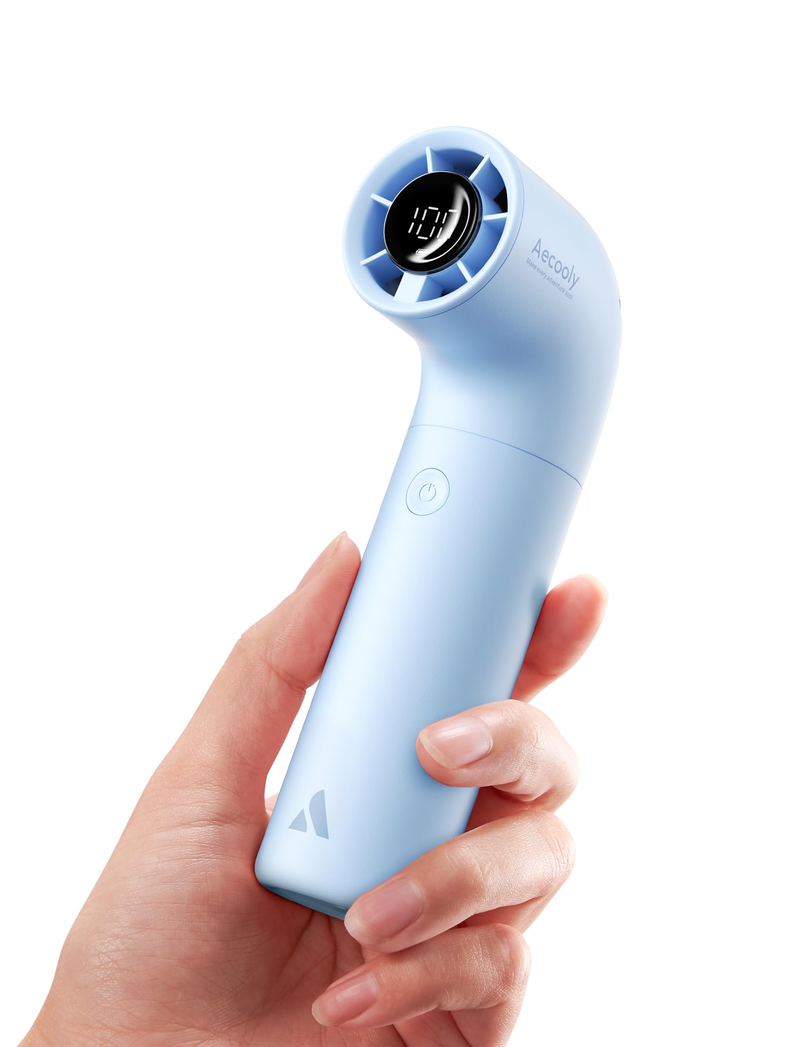 Aecooly portable handheld fan, turbo mini fan with 15000 RPM high-speed motor for powerful cooling