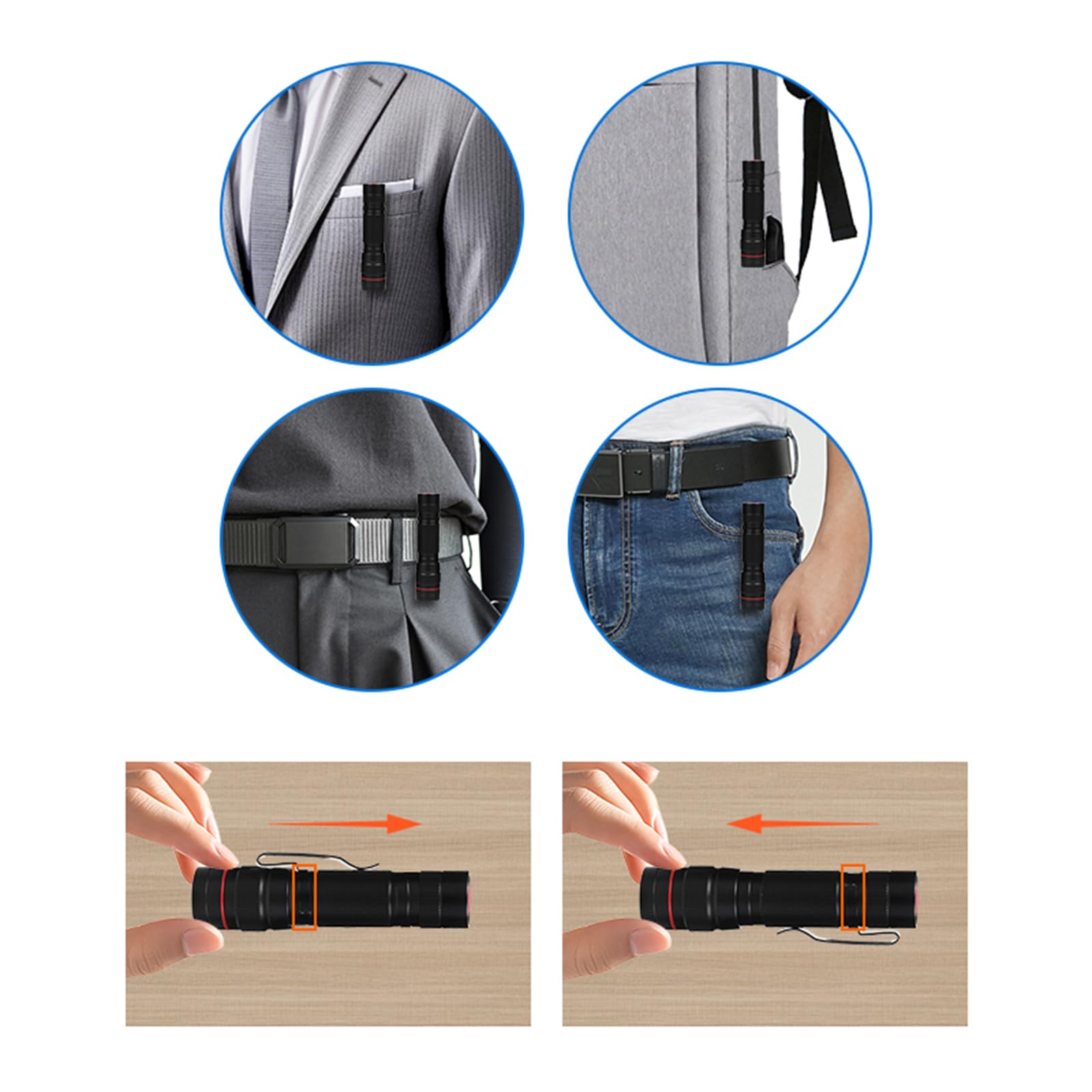 Hilngav 6 Pack Small Mini Led Flashlight, Single Mode Zoomable Flashlights Aa Battery Powerful Flashlights With Pocket Clip, Portable Bulk Edc Pen Flash Light For , Emergency, Camping, Hiking