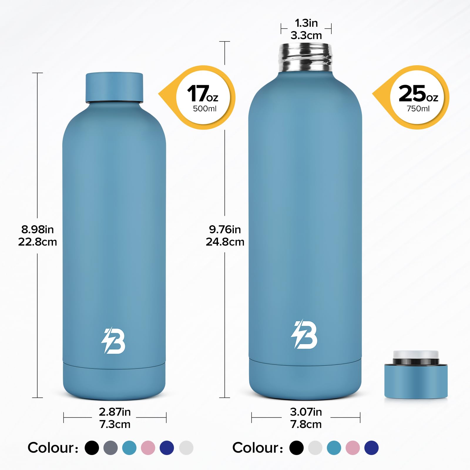 Insulated Water Bottle With Lid, 25 Oz Reusable Leak-Proof Metal Stainless Steel Water Bottles
