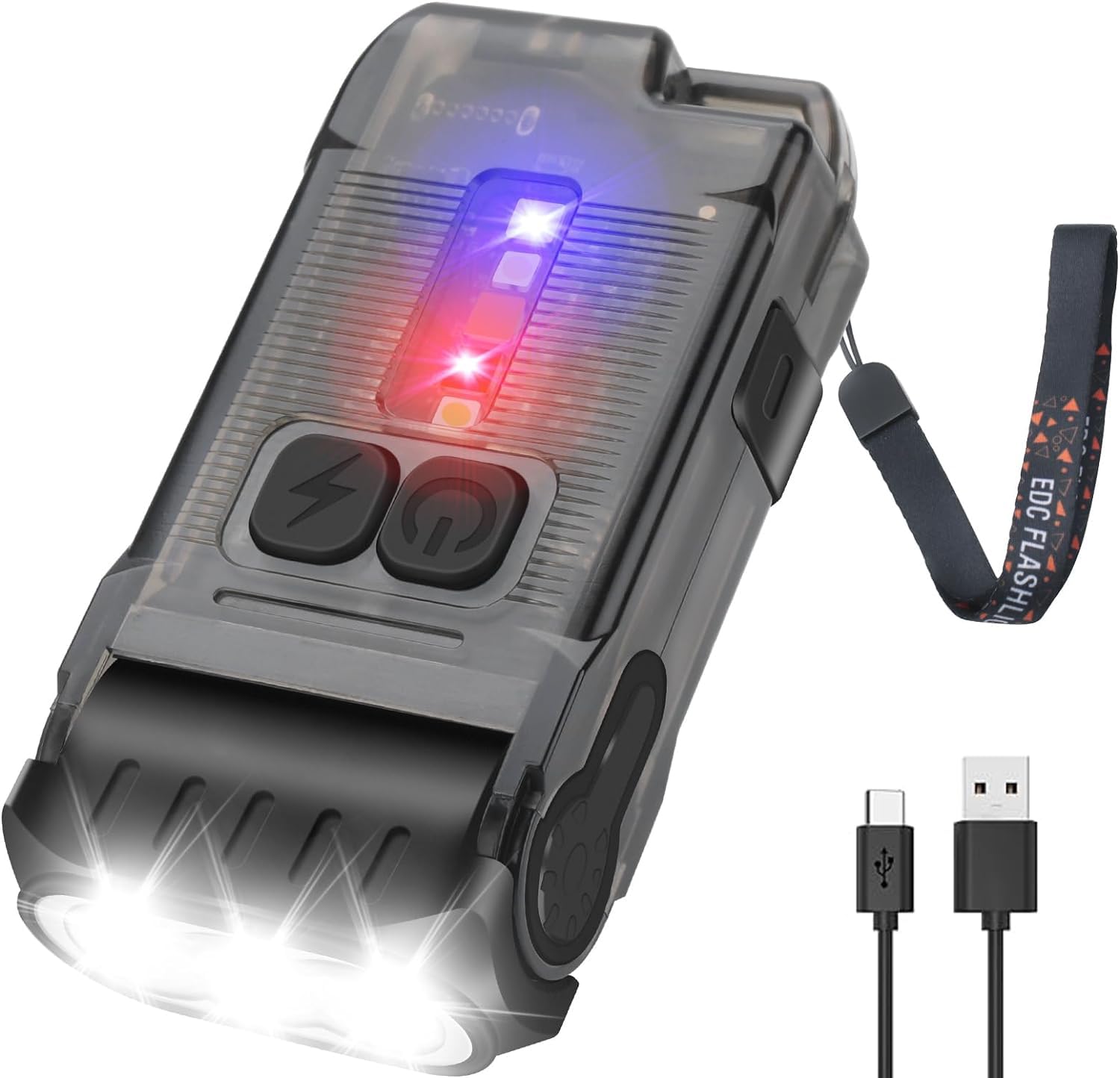 Lechou V15 Cob Rechargeable Work Light, Mini Led Keychain 1200 Lumens 10 Modes Edc Flashlight, Outdoor Flashlight As Signal Light, For Halloween, Thanksgiving And Christmas (Black)