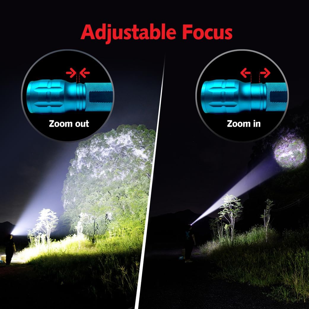Kunhe 140 Lumen 2 Pack Led Portable Handheld Flashlight 3 Modes Zoomable High Bright Waterproof Pocket Small Flashlight For Emergency And Outdoor Use Camping Accessories With 6 Aaa Batteries Blue