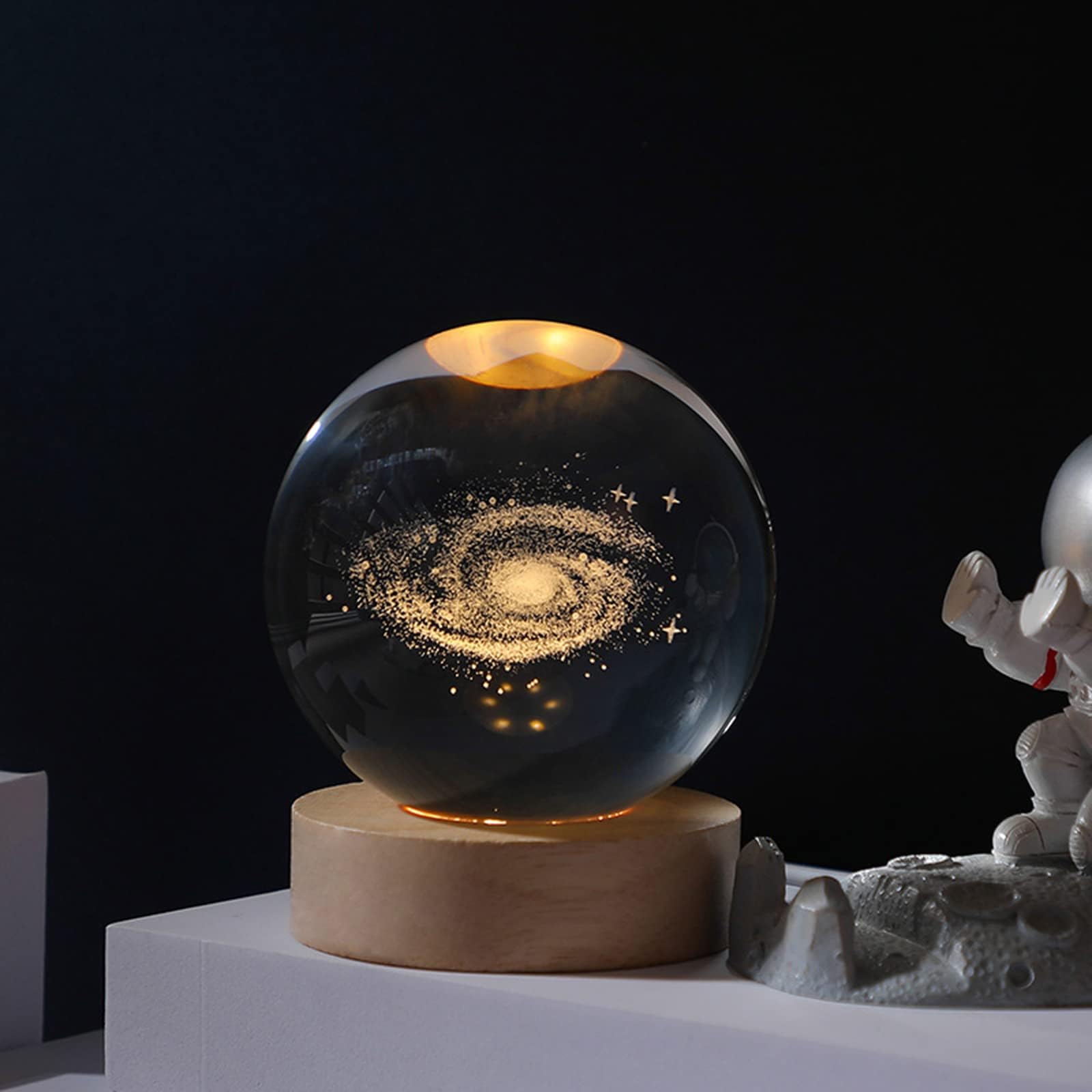 Janarary 3D Galaxy Crystal Ball Night Light For With Colorful Led Light Base, Color Changing Light With Remote As A Birthday For Teens Boys And Girls, Galaxy Model