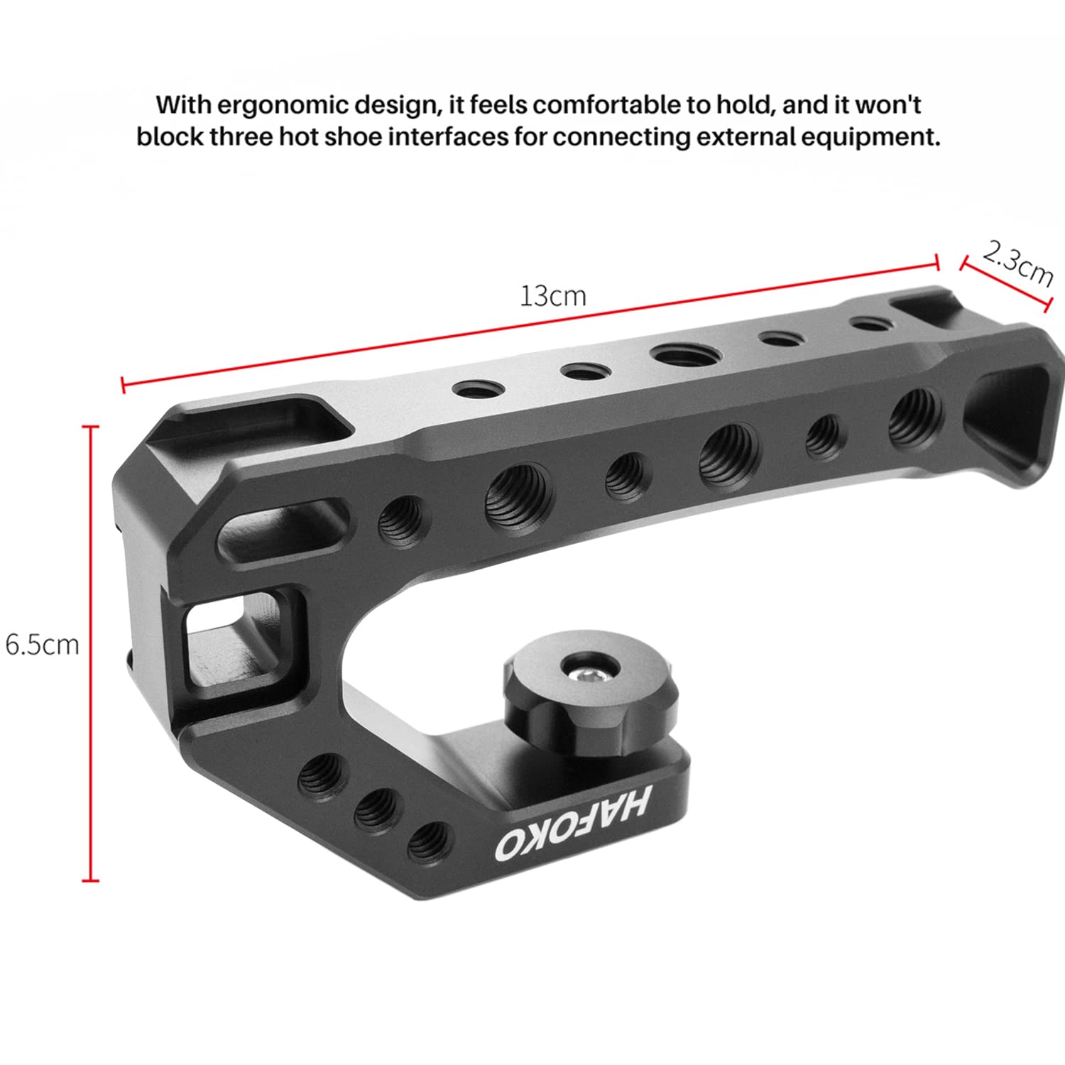 Wewoga R005 Camera Top Handle Grip Hot Shoe Top Cheese Mount Universal Video Stabilizing Rig With 3 Cold Shoe 1/4" 3/8" Competible With Cameras For Led Light, Microphone, Monitor For Low Angle Shoot