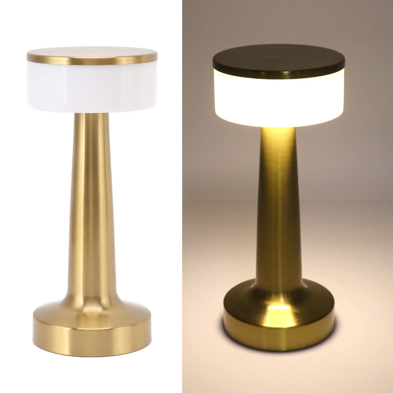 Hyuduo Portable Touch Night Light With 3 Color Usb Charging Metal Retro Nightstand Lamp Bedside Lamps For Restaurant Bedroom Bars Home