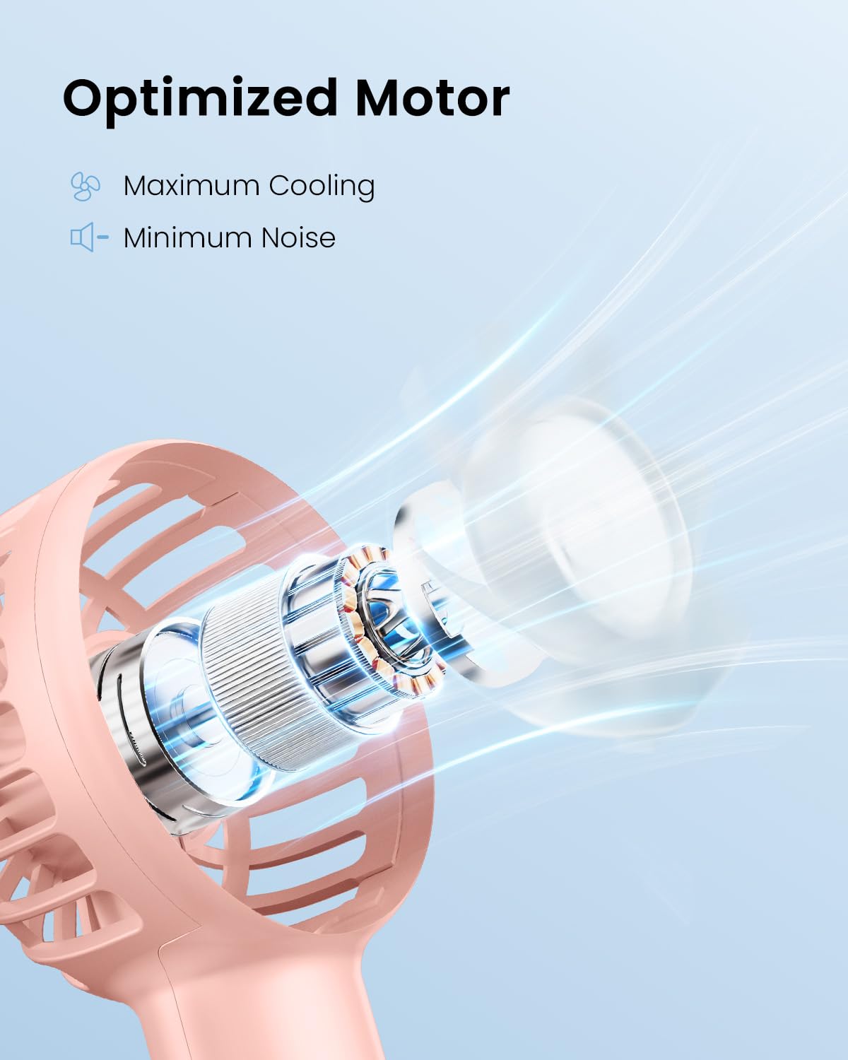 Gaiatop Mini Portable Fan, 3 Speed Powerful Handheld Fan, 2000Mah Battery Operated Cute Design