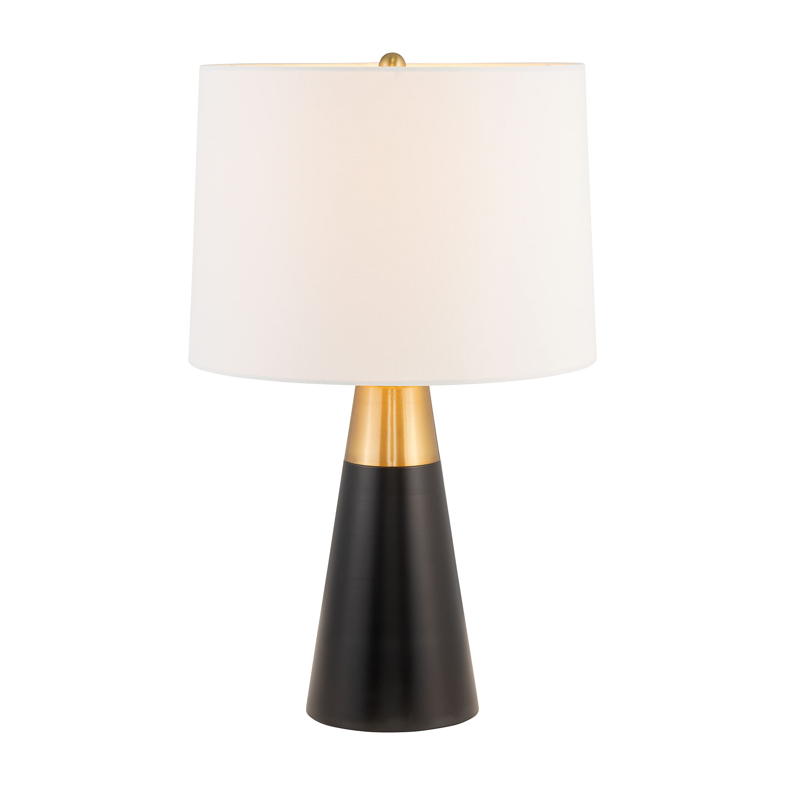 Sagebrook Home Black And Gold Table Lamps Set Of 2 – Modern Metal Base With White Linen Drum Shade For Bedroom, Living Room, Office, Home Décor, 23 Inches