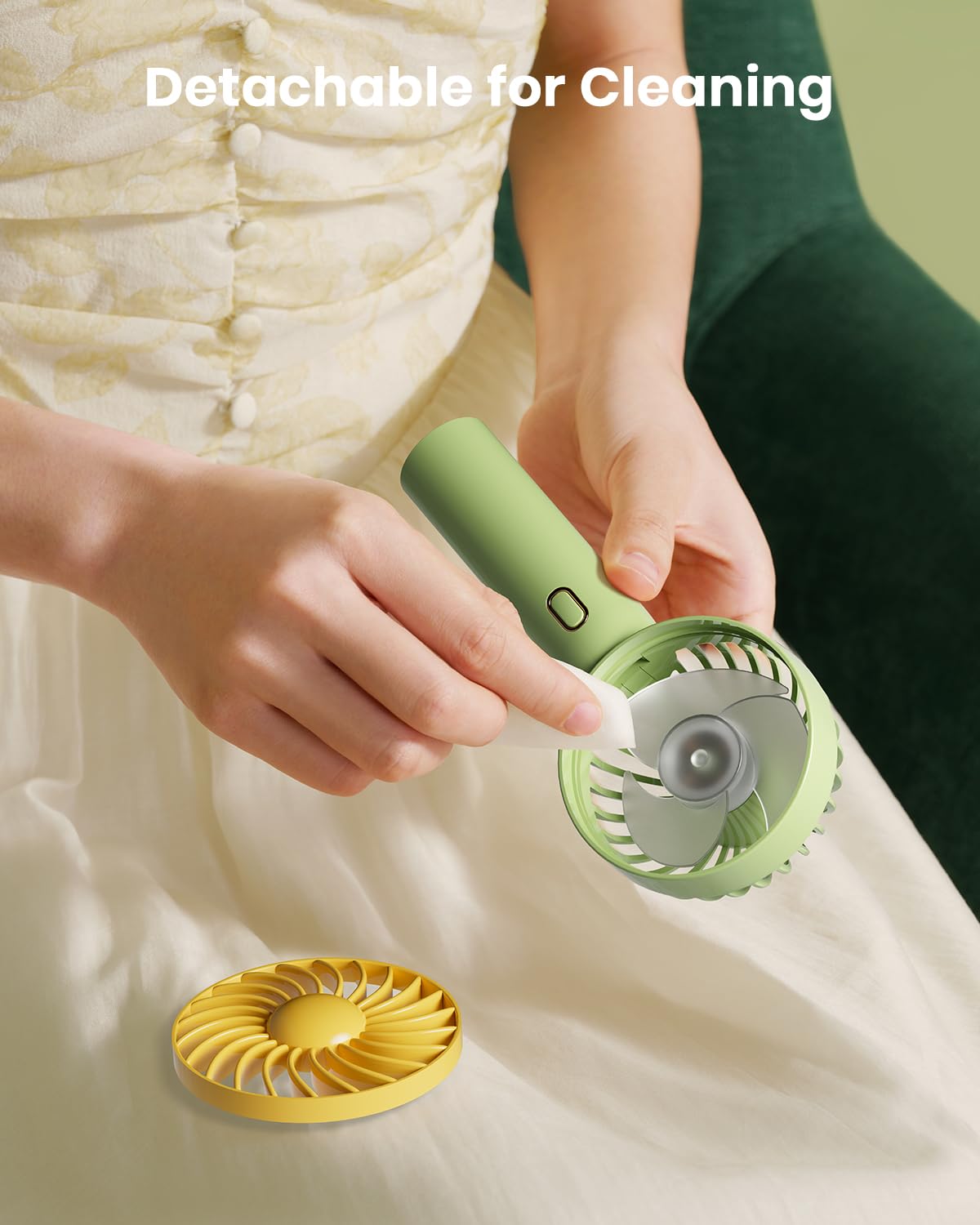 Retro Portable Fan, Mini Personal Handheld And Desktop With Base, 3 Powerful Speed, Usb Rechargeable