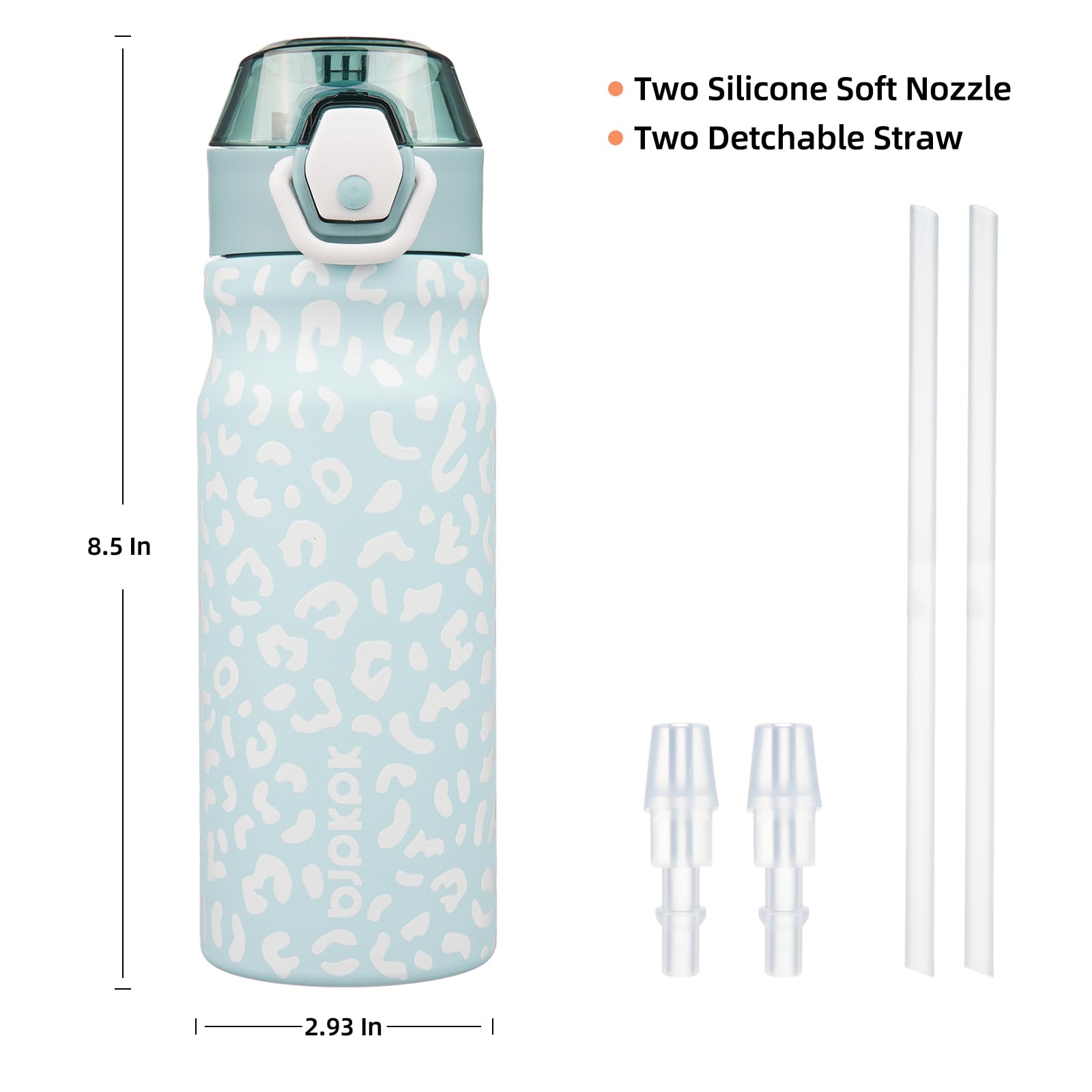 Bjpkpk Insulated Water Bottle 18Oz Stainless Steel Water Bottles With Straw And Carry Handle Double