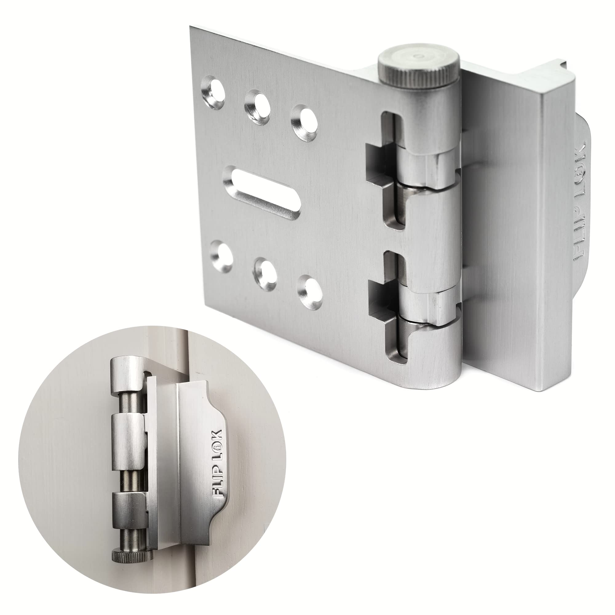 Flip Lok Fliplok High Security Door Lock - 10X Stronger Than A Deadbolt, Keypad Lock, Silver, Keyless