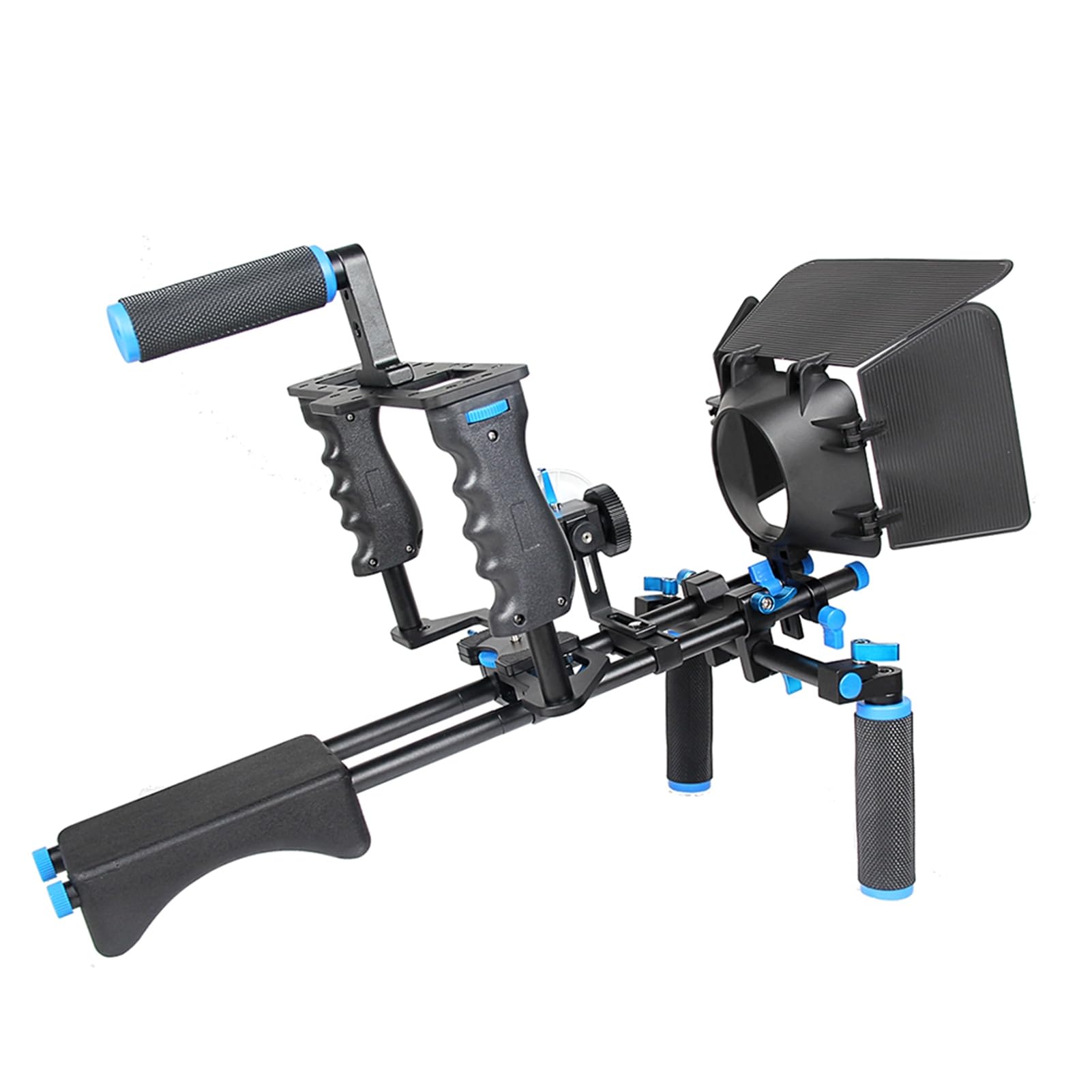 Akozon Lightweight Aluminium Camera Stabilizer Cage Kit With Top Handle, Follow Focus Rods And Shoulder Rig