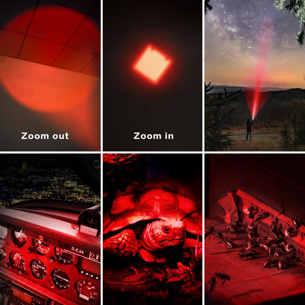 Raysoar 10 Pack Red Light Flashlight, 3 Modes Red Lde Flashlight Red Flashlight For Astronomy, Night Observation And Outdoor Activities