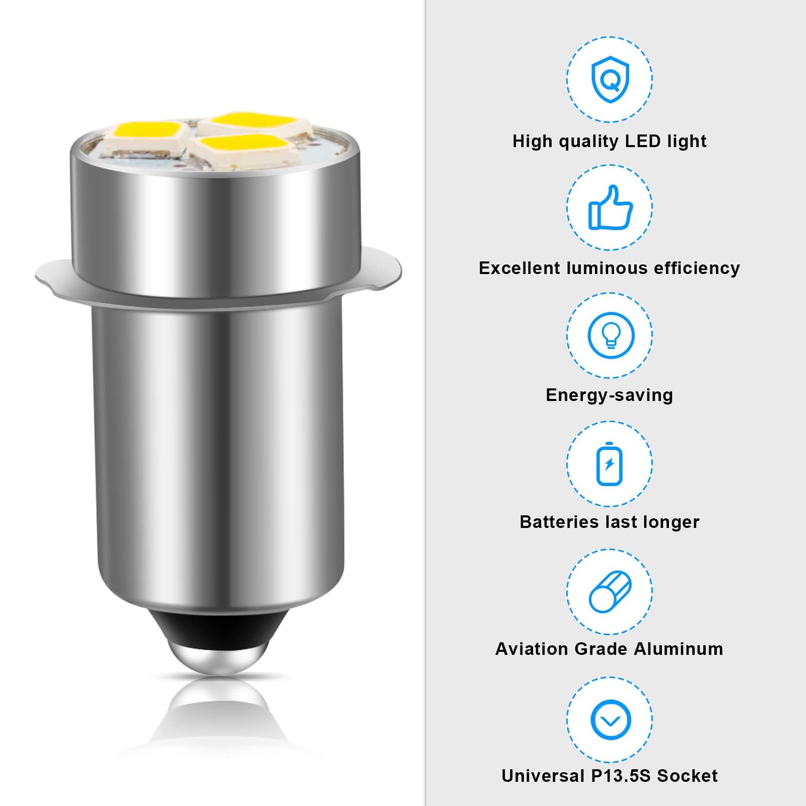 Ro6G Led Flashlight Bulb For Ryobi Craftsman Milwau-Kee Flashlight Replacement 18V 19.2V Work Light Maglit Bulbs - 6 Pack