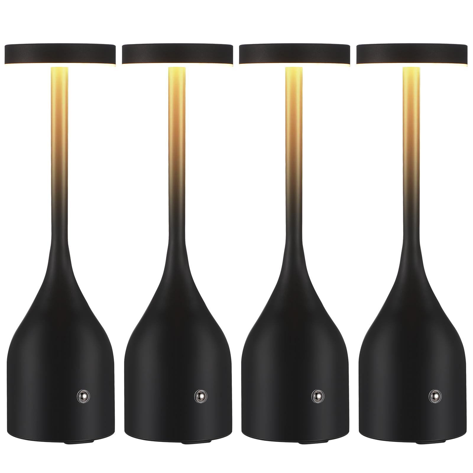 Honoson 4 Pcs Led Cordless Table Rechargeable Lamp 1800Mah Battery Powered Outdoor Table Desk Lamp 3 Color Dimmable Rechargeable Light Cordless For Patio Restaurant Dining Dinner Home