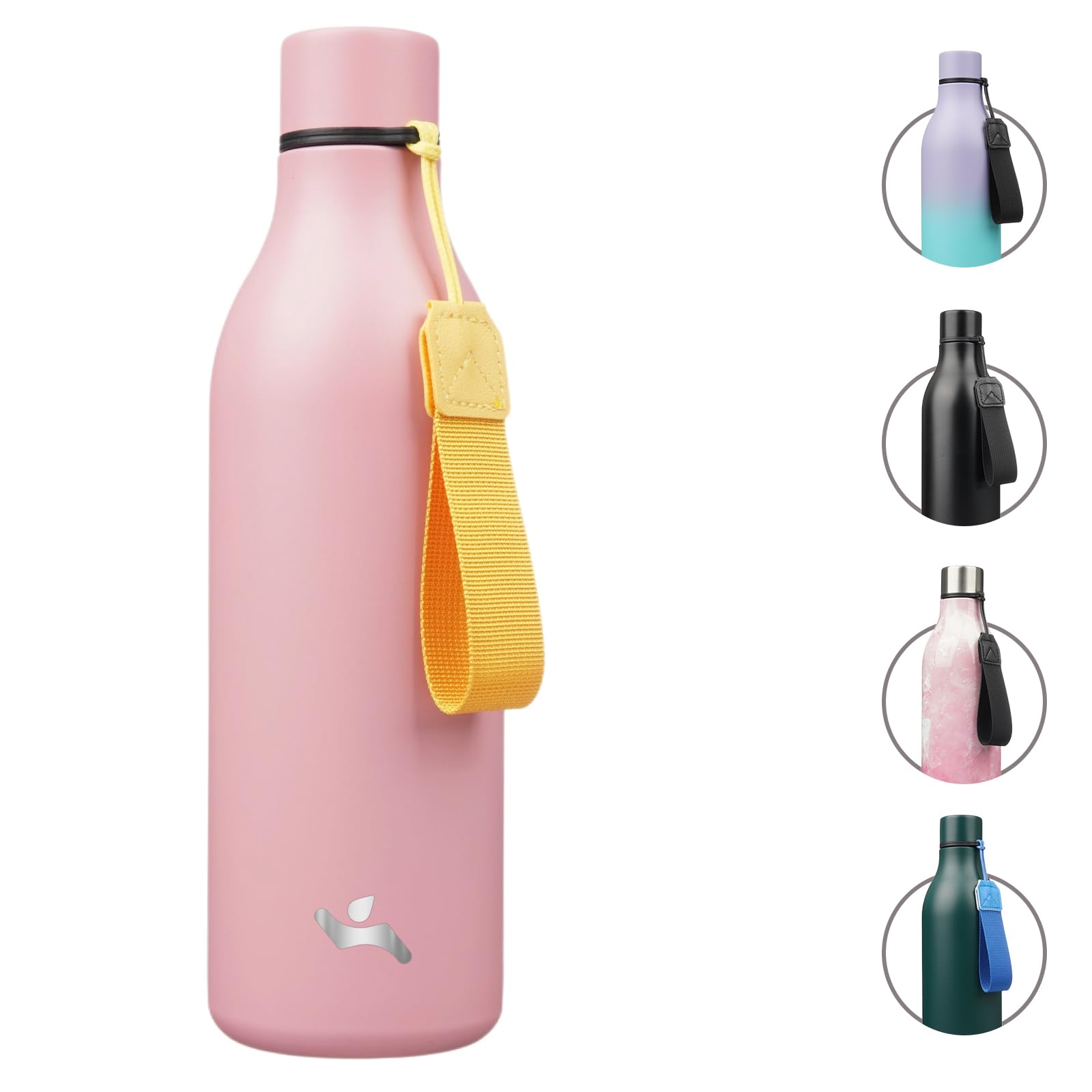 Insulated Water Bottle With Strap,25 Oz Double Wall Stainless Steel Vacuum Bottles Meta