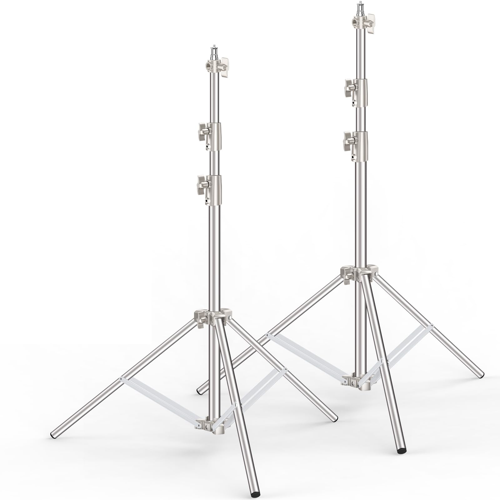 Anautin 9.2 Ft Stainless Steel Light Stand Photography, 2 Pack Heavy Duty Photography Tripod Stand With 1/4” To 3/8” Screw Adapter For Strobe,Led Video Light,Ring Light, Monolight, Softbox