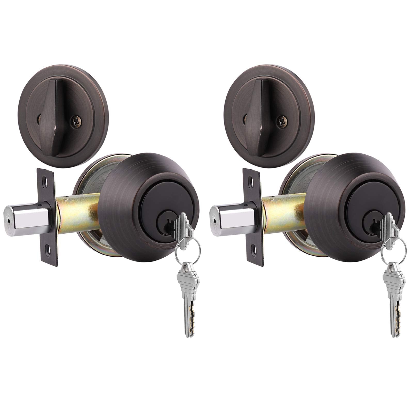 Gobrico 2 Keyed Alike Single Cylinder Deadbolts Door Lock With Same Key Oil Rubbed Bronze Finished