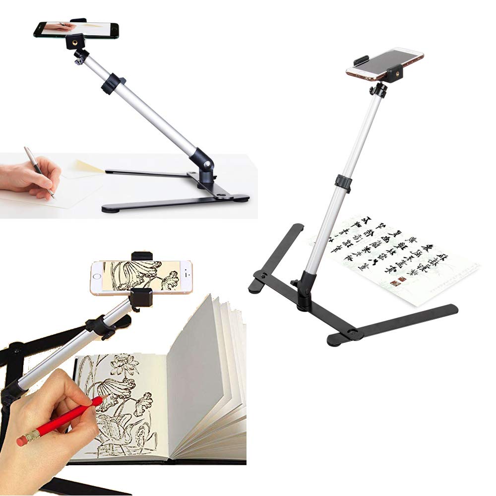 Aontoky Photo Copy Pico Projector Stand Overhead Phone Mount Adjustable Tabletop Teaching Online Stand For Live Streaming Baking Crafting Demo Online Video And Draw Recording