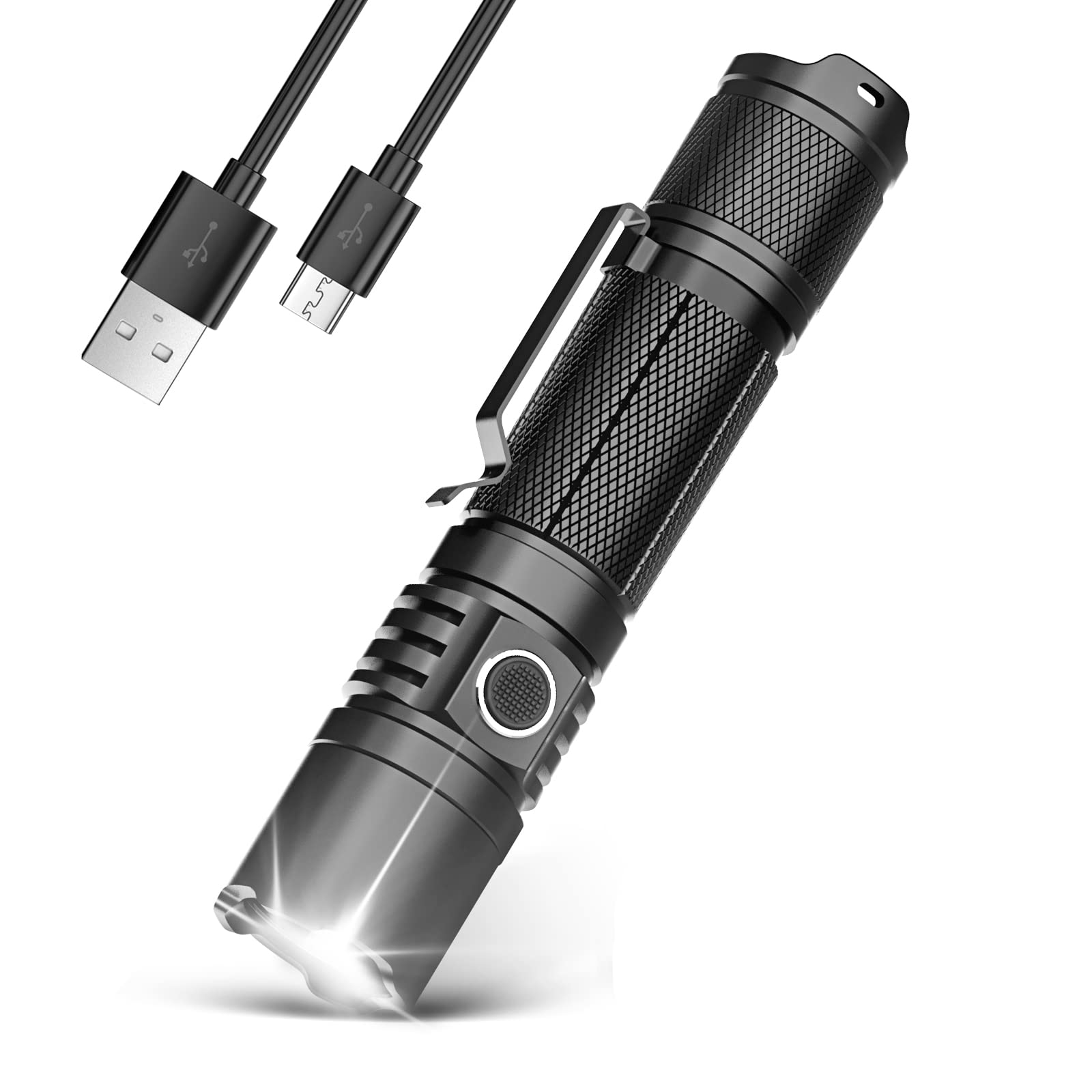 Cosmoing High Power Led Flashlight Usb C Rechargeable, 1600 Lumen Tactical Flashlight Ip65 Waterproof Handheld Flashlight For Emergency,Police Law Enforcement,Hunting,Camping,Hiking