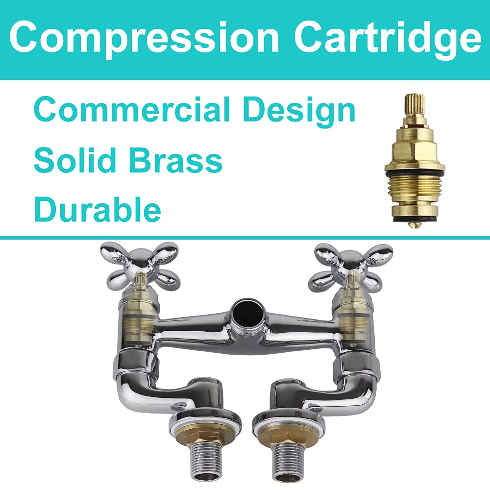 Yoogyy Commercial Kitchen Sink Faucet With Pre-Rinse Sprayer Commercial Wall Mounted Faucets For Kitchen 4'' To 8'' Adjustable Center 26'' Height Restaurant Faucet With 12’’ Add-On Swing Spout