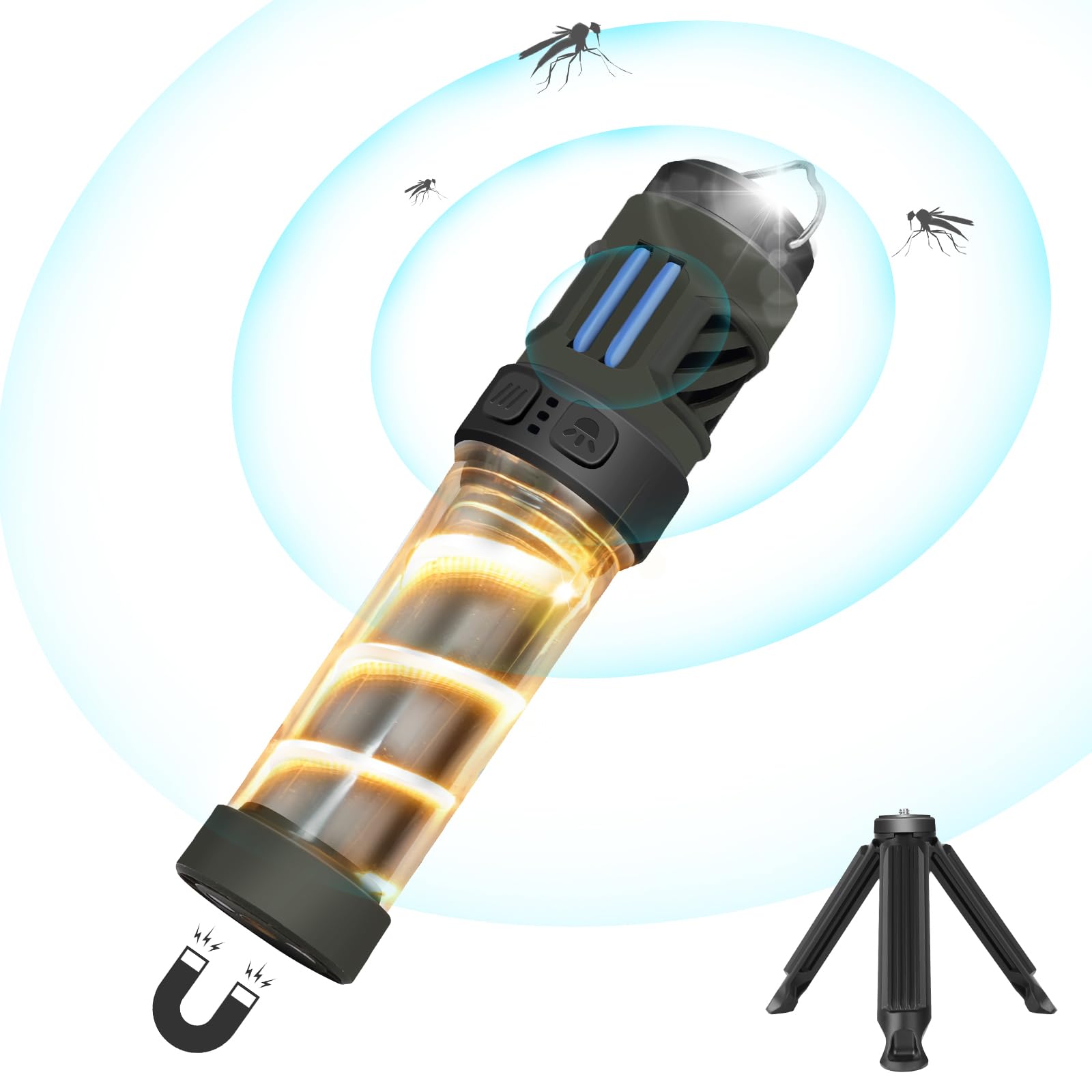 Wssbond Buzz Defense Portable,𝓜𝓸𝓼𝓺𝓾𝓲𝓽𝓸 Repellent, Rechargeable Flashlight Camping Lantern Lights With Dual-Heating, Multifunctional, Waterproof White&Warm Light Lantern For Outdoor Camping(6 Refills)