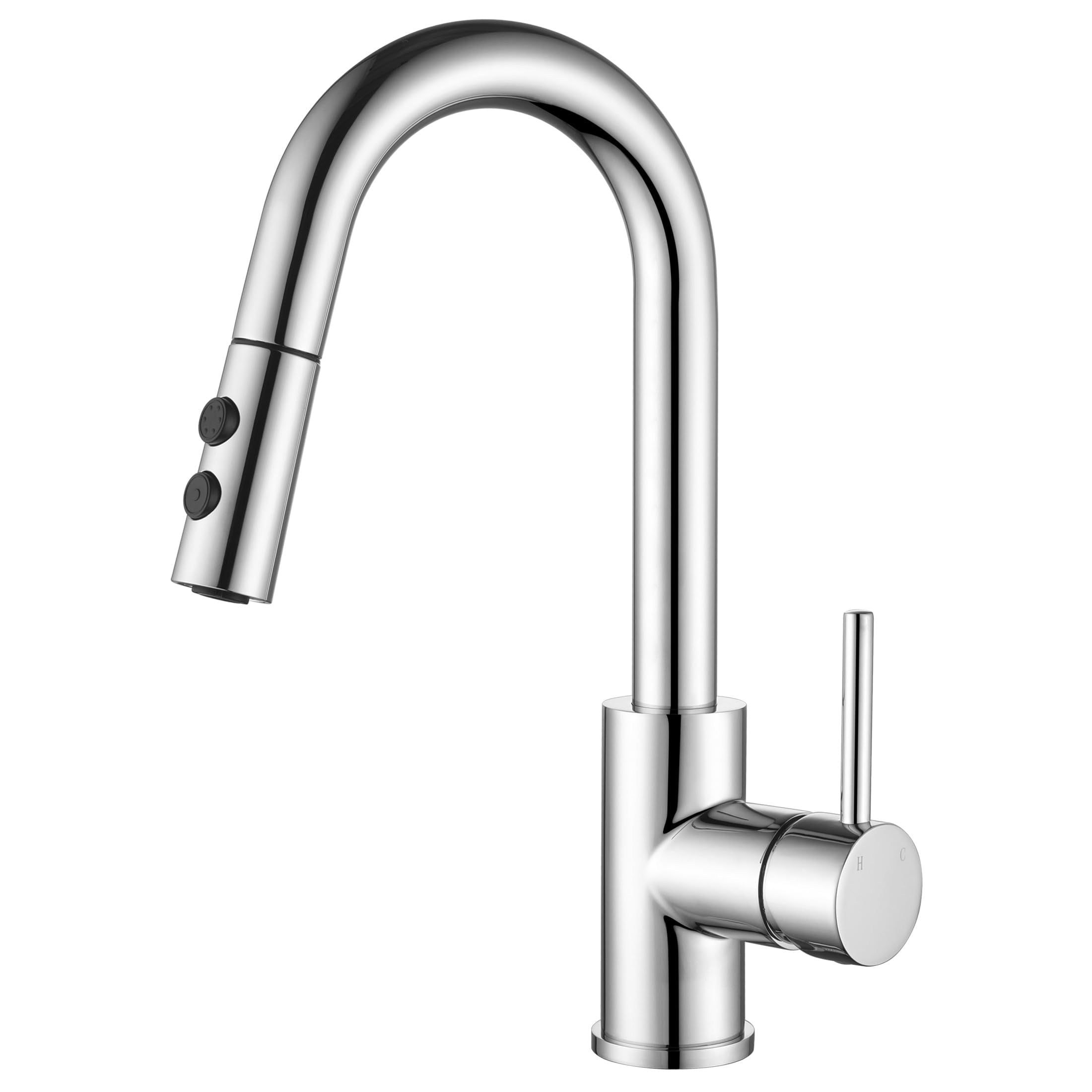 Jxmmp Chrome Bar Faucet Single Hole, Single Handle Stainless Steel Bar Sink Faucets With Pull Out Sprayer, Modern Small Pull Down Kitchen Sink Faucet With Cupc Supply Hose Jxm102Cp