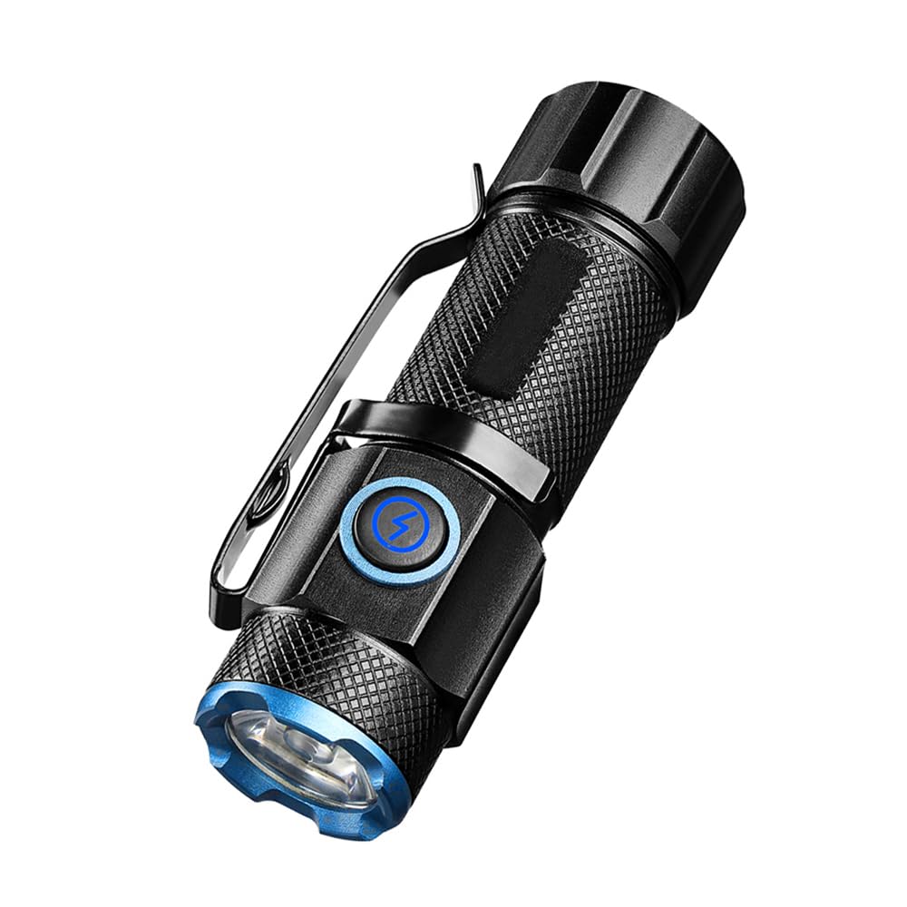 Alonefire X66 Led Mini Flashlight High Lumens Usb C Rechargeable Small Flashlight Bright Lightweight Pocket Size With 5 Light Modes Magnetic With Clip, Charging Indicator, Rechargeable Battery For Edc