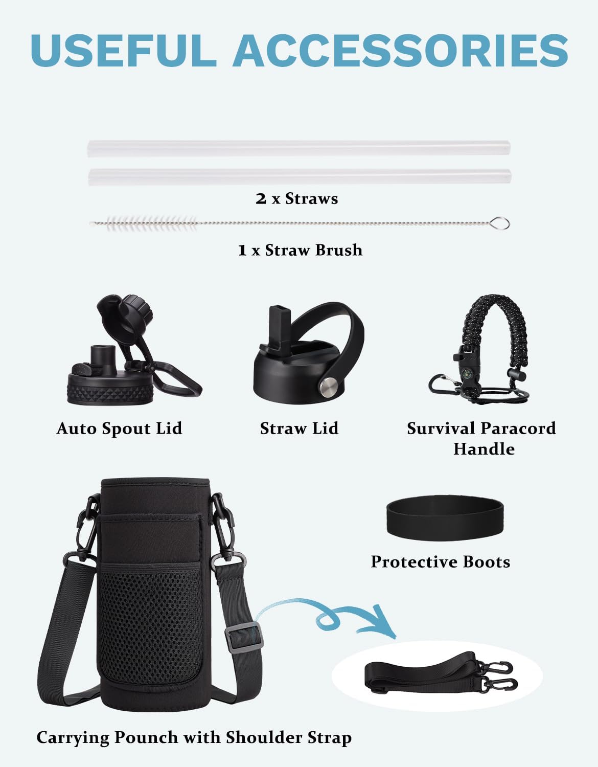 32/40/64/128Oz Water Bottle With Straw Auto Spout Lid Keep Cold 48H, Insulated Thermos Water